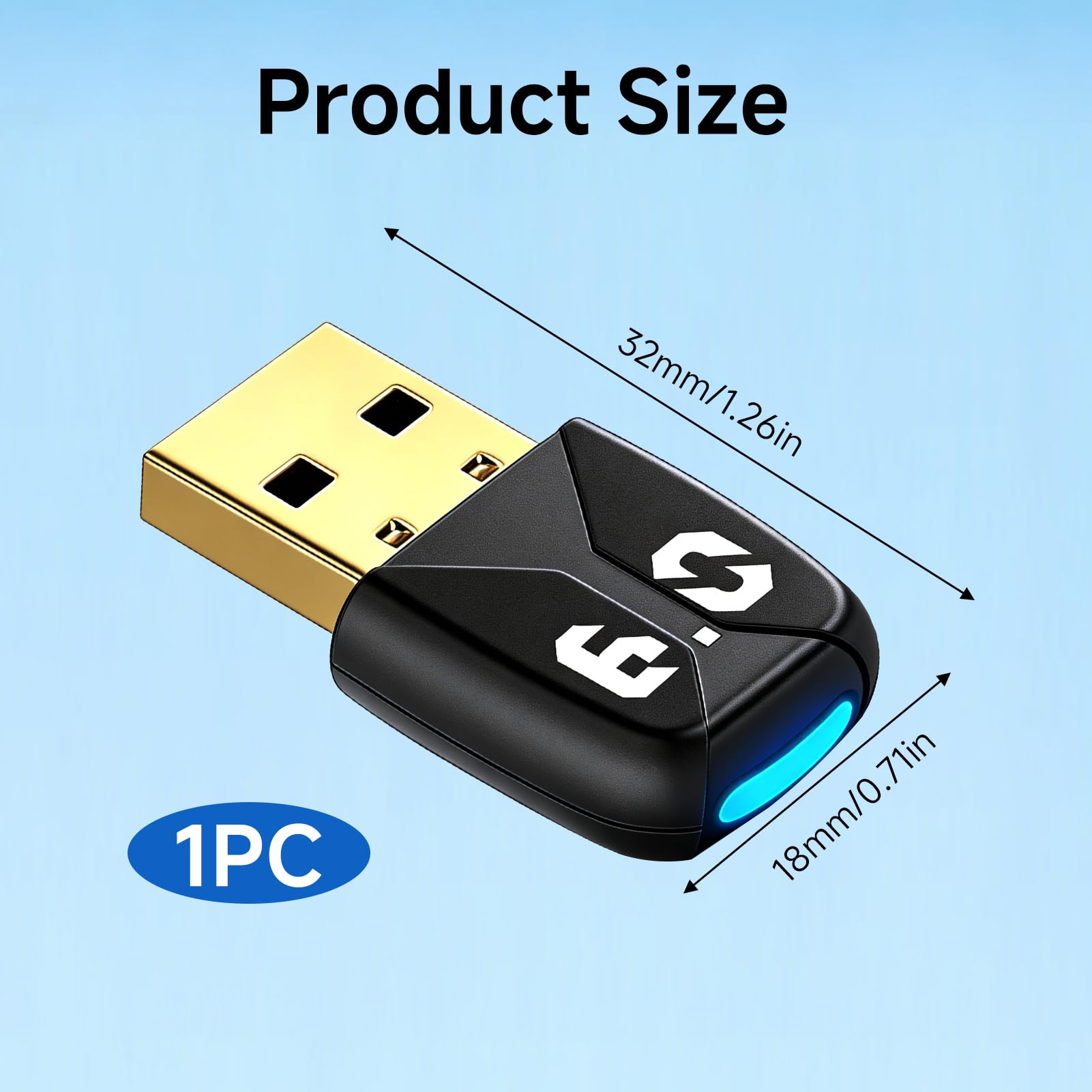 Adaptador Bluetooth 6.0 USB para PC, Dongle Bluetooth USB para Windows 11/10/8.1, Gran Alcance y Baja latencia, Bluetooth USB Conecta hasta 5 Dispositivos ratón, Teclado, Auriculares