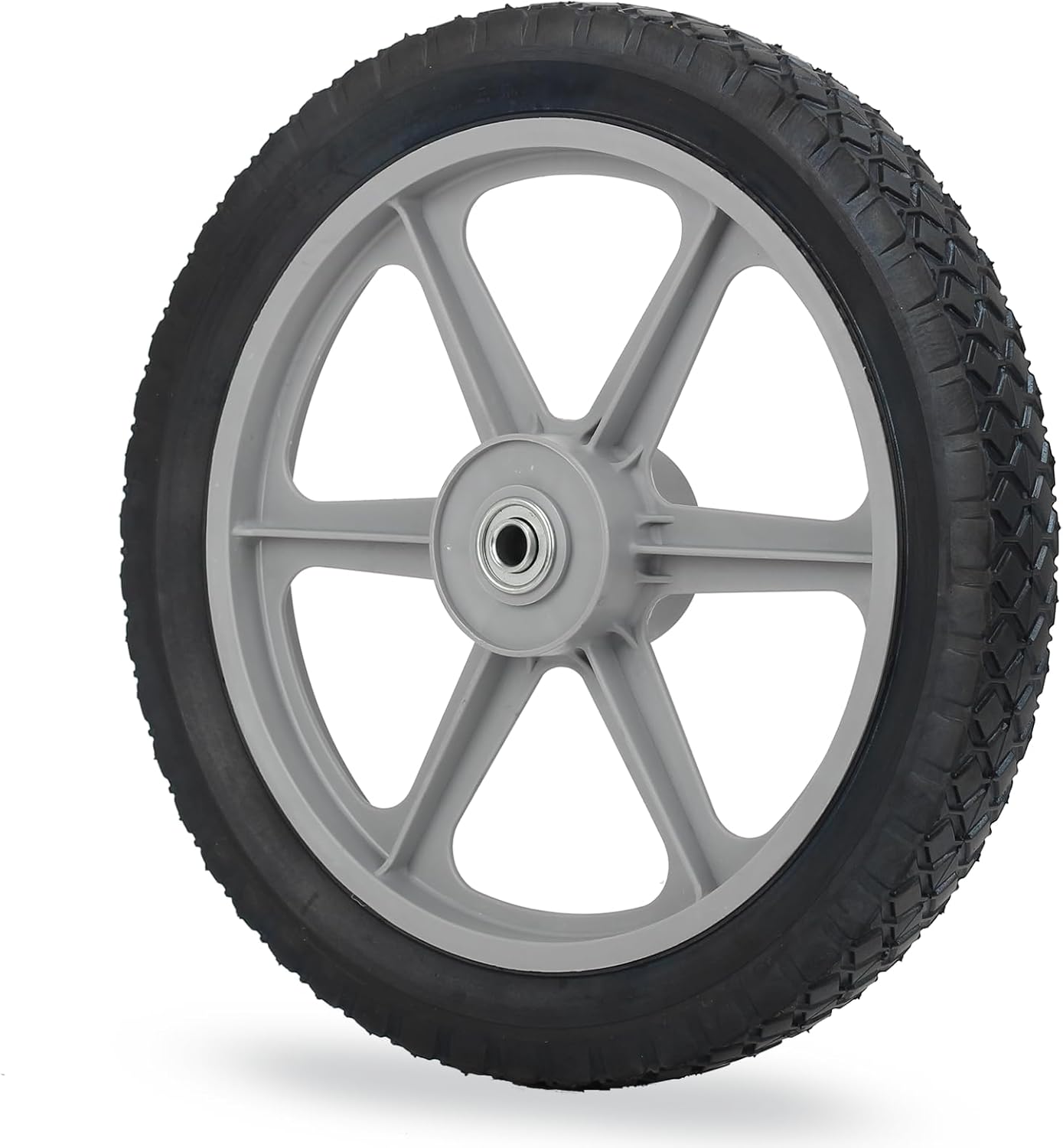 GICOOL 14 x 1.75'' Rubber Tire and Spoked Plastic Wheel, 2.5" Hub Length, 1/2" Axle Bore, for Lawn mower Trolley Dolly Wheel Replacement, 1 Pack