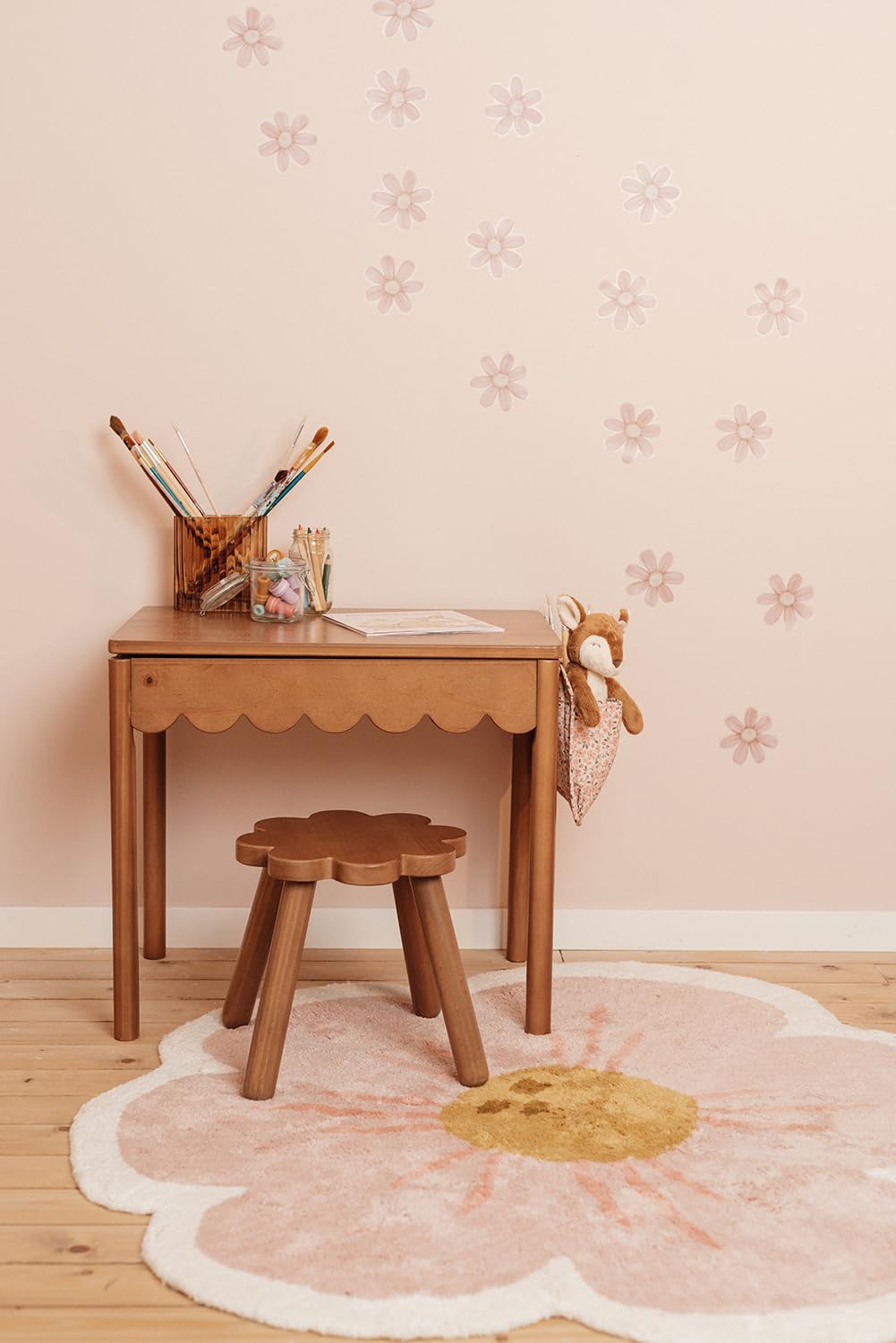 Little Dutch Teppich Kinderzimmer Kinderteppich Blume - Fairy Garden rosa (110x110 cm)