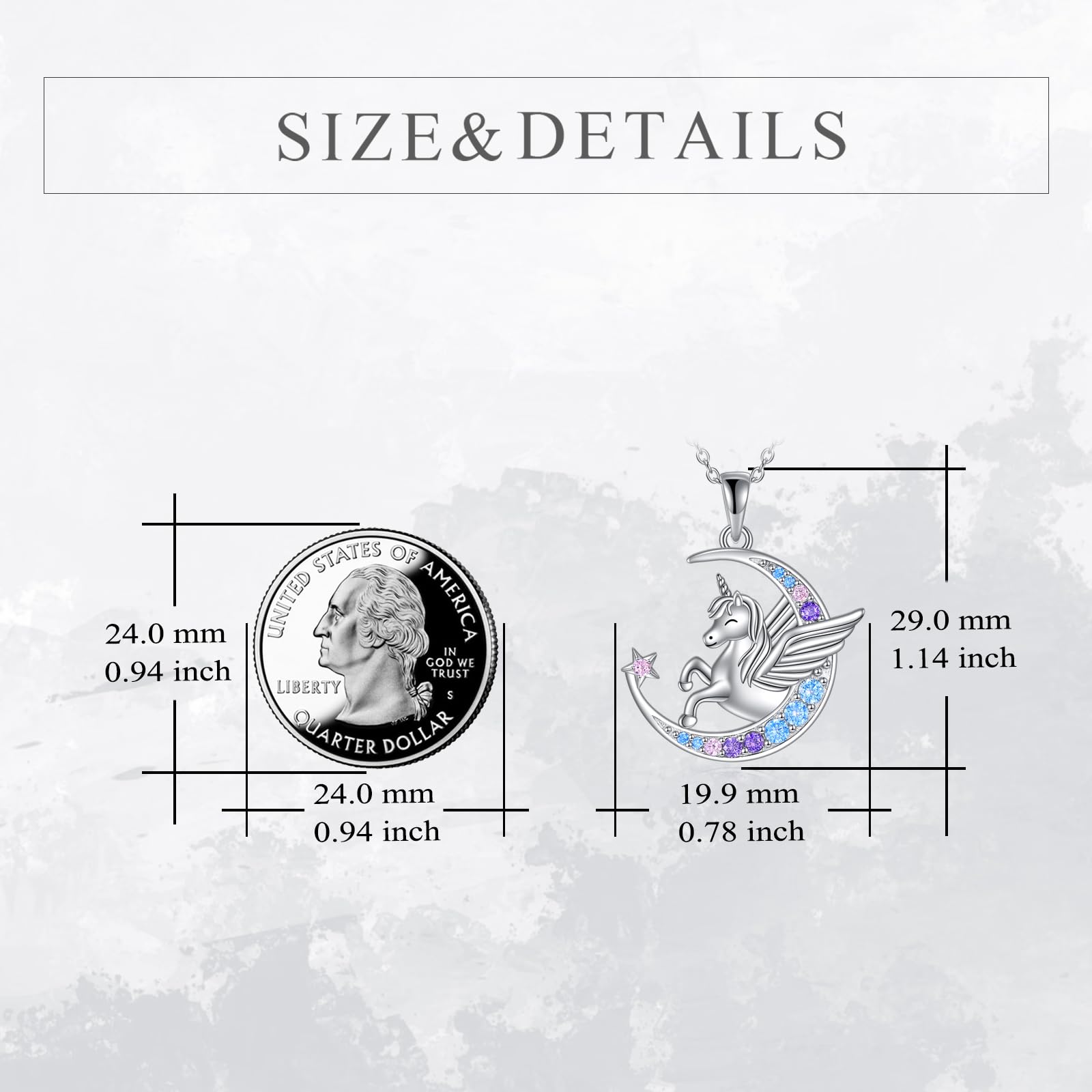 YFN Cadena de unicornio de plata 925 para niña, colgante de unicornio, collar para mujer, joyas de cumpleaños, regalos para hija y mamá, Plata esterlina, Circonia cúbica