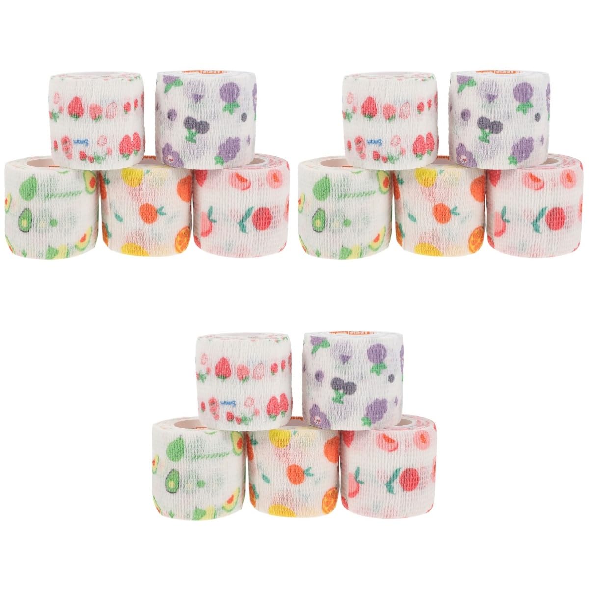 Kisangel 3 Ensembles Auto-adhésif/fruit Mignon/De Sport/5 Cm De Large Bande Bande Adhésive Doux Protège-doigts Bande De Sport Élastique 5 Rouleaux * 3