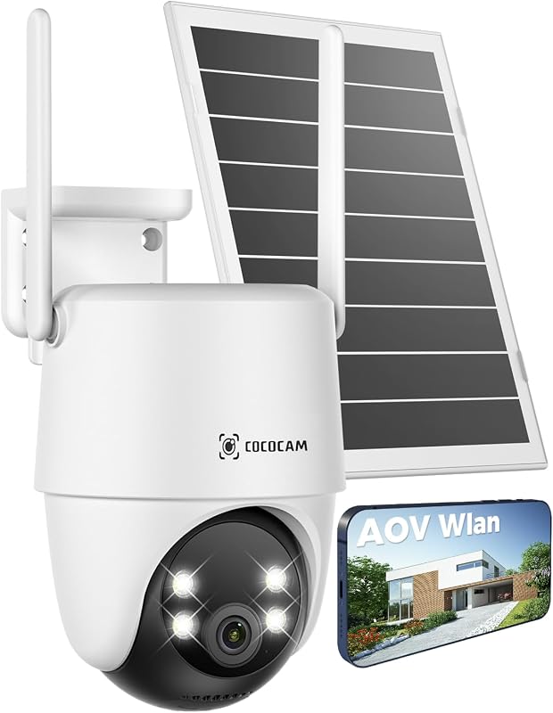 COCOCAM 2K WiFi Biztonsági Kamera Napelem 10000mAh Akkumulátor 30m Éjjellátó PTZ