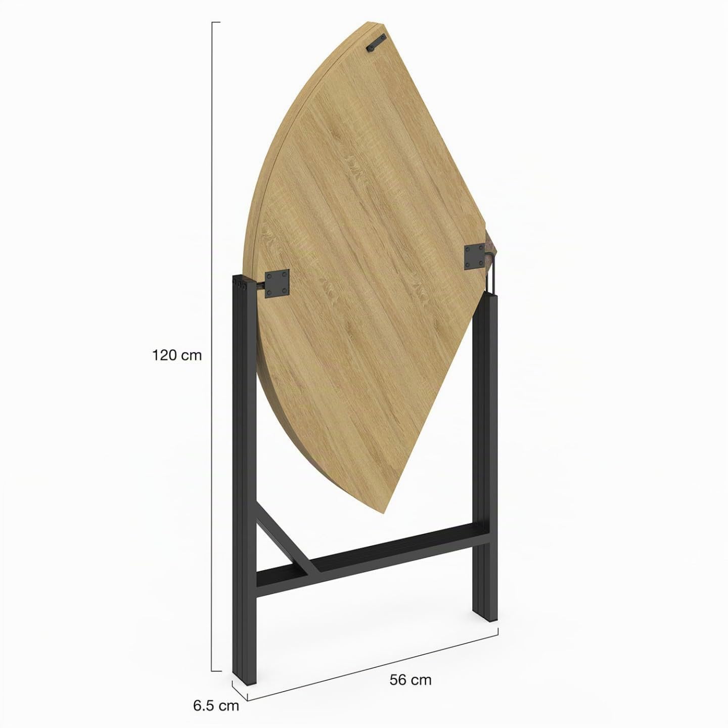 IDMarket - Tavolo da pranzo rotondo pieghevole YAEL per 4 persone, legno e nero, design industriale, 110 cm