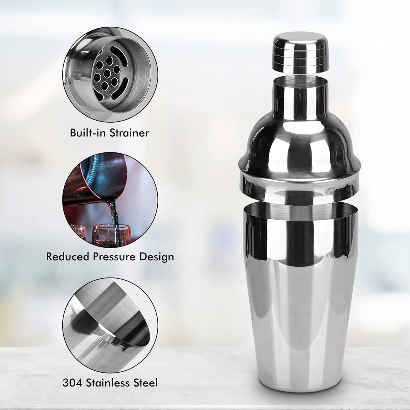 Lychee 12 Pezzi Shaker Cocktail Set Professionale,Premium Set di Accessori da Cocktails in Acciaio Inox,Kit da Barman,Perfetto per Party con Amici (750ML)