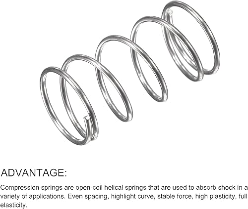 Miniatura 30 de METALLIXITY Resortes de compresión (0.020 x 0.118 in de diámetro exterior, 0.787 in de longitud libre) 20 unidades, resorte de extensión de acero
