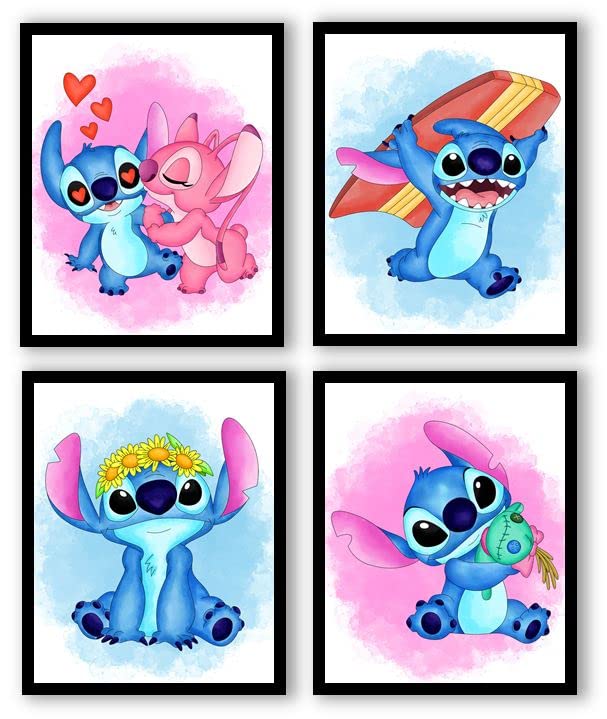 Buy OrtixArt Lilo and Stitch Watercolor Wall Art Prints Lilo and