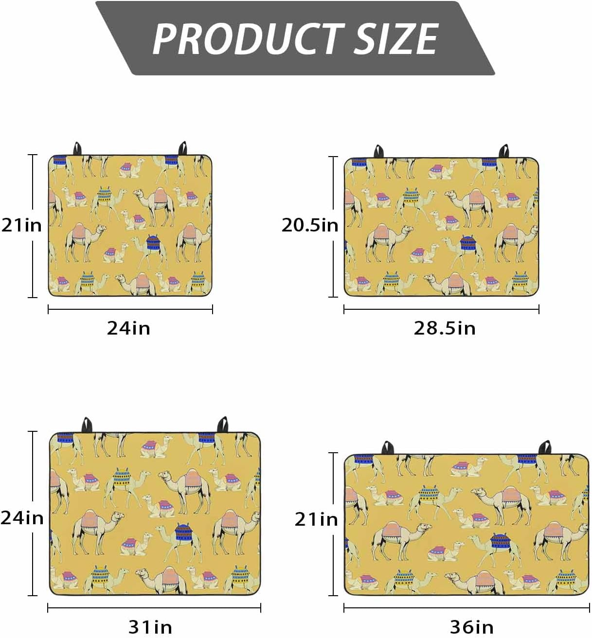 Yellow Camel Stove Cover for Electric Stove, Exotic Cute Cartoon Camels Wild Animal Desert Landscape Stove Top Cover for Glass Top, Heat Insulation Rubber Mat Foldable Cooktop Top Protector, 24"x21"