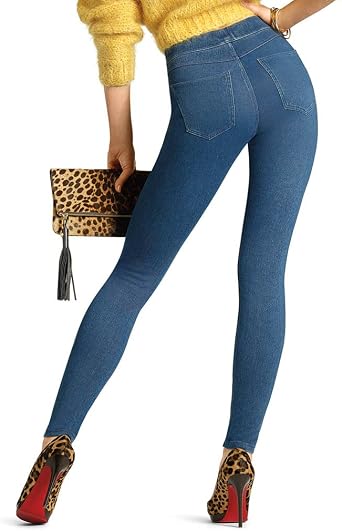 HUE Women's Curvy Fit Denim Leggings 
