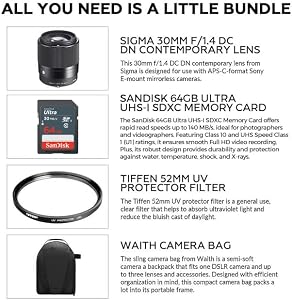Sigma 30mm f/1.4 DC DN Contemporary Lens for Sony E, Rounded 9-Blade Bundle — photo 2 of 5