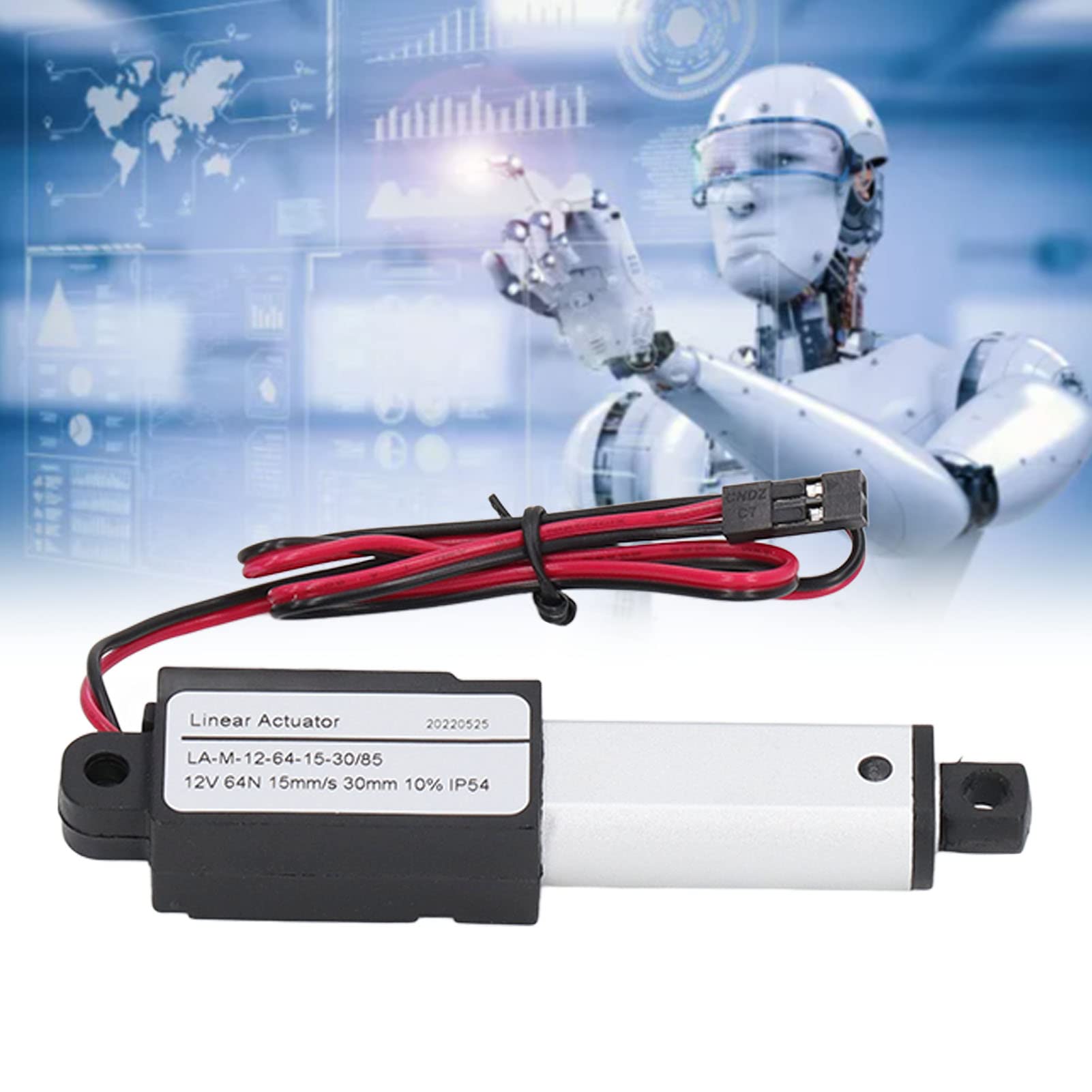 Linearantrieb, 12 V Mini Electric Wasserdichter Linearantrieb mit Endschaltern Montagehalterungen, Maximum Force 64N Micro Linear Actuator für Elektrische Türöffner Fensteröffner(30mm)
