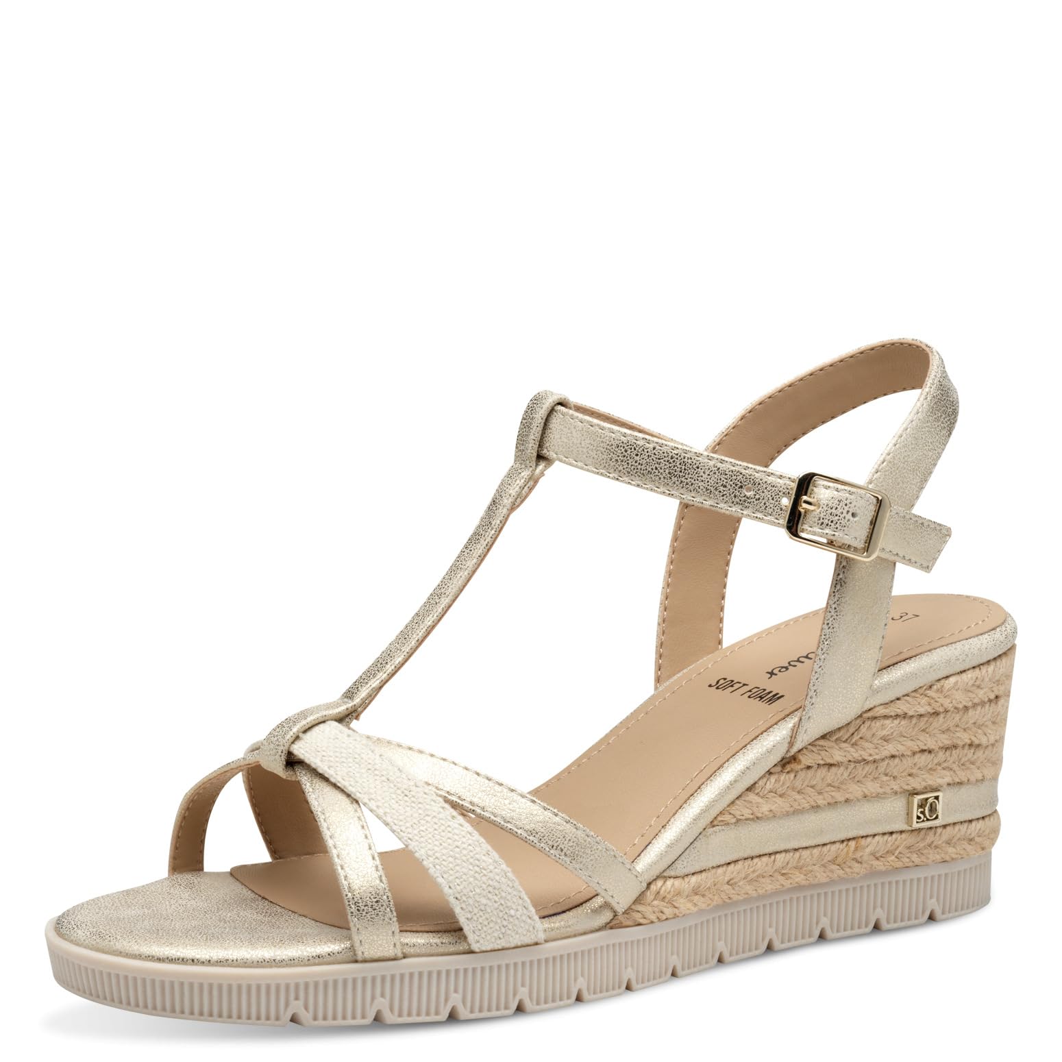 s.Oliver Women's 5-28711-44 Wedge Sandals, Champagne Comb, 8 UK