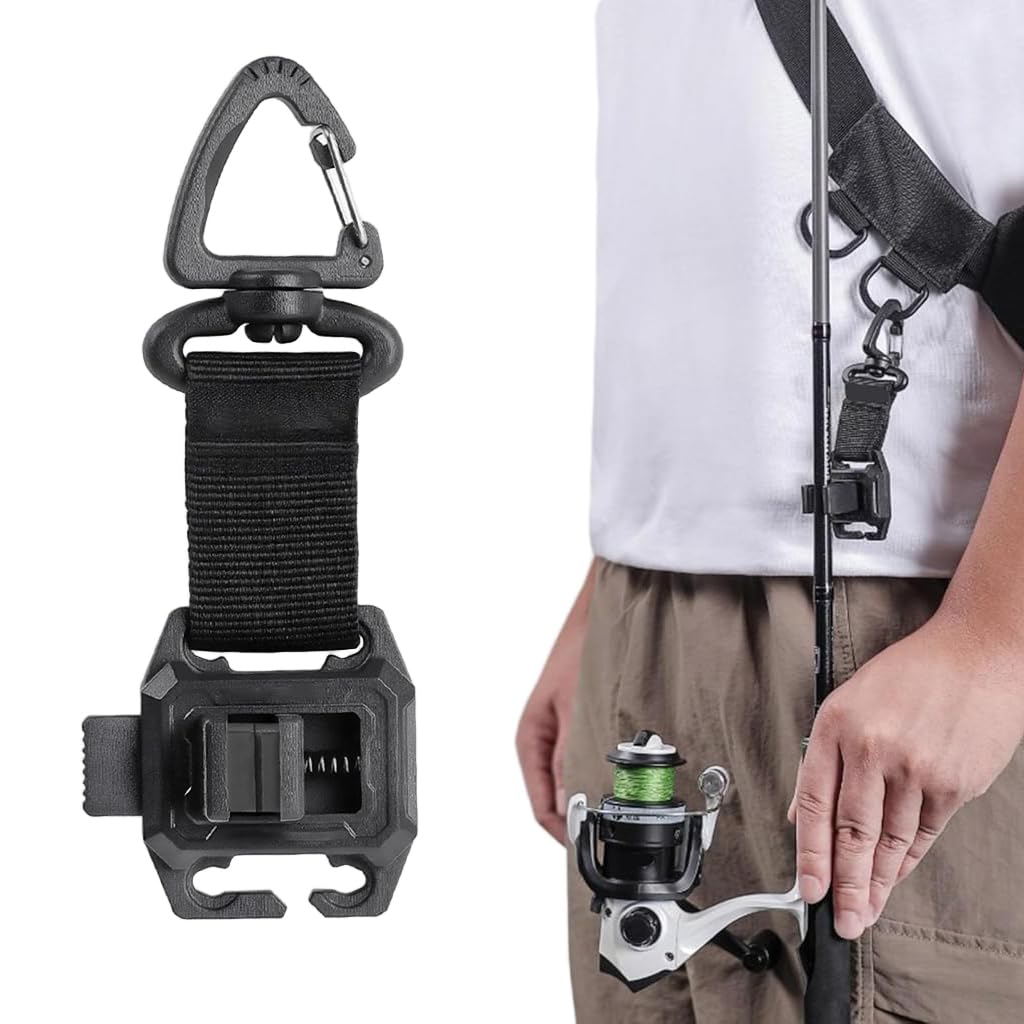 Proberos® Fishing Rod Holder Strap MOLLE Compatible Adjustable Rod Carrier with Rotating Hook & Clip, Hands-Free Fishing Gear Holder for Backpack, Tactical Vest & Outdoor Use-image-36