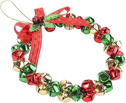 Miniatura 8 de TENDYCOCO Corona de cascabel de metal de Navidad, adorno de Navidad colgante para decoración de pared interior y exterior de Navidad