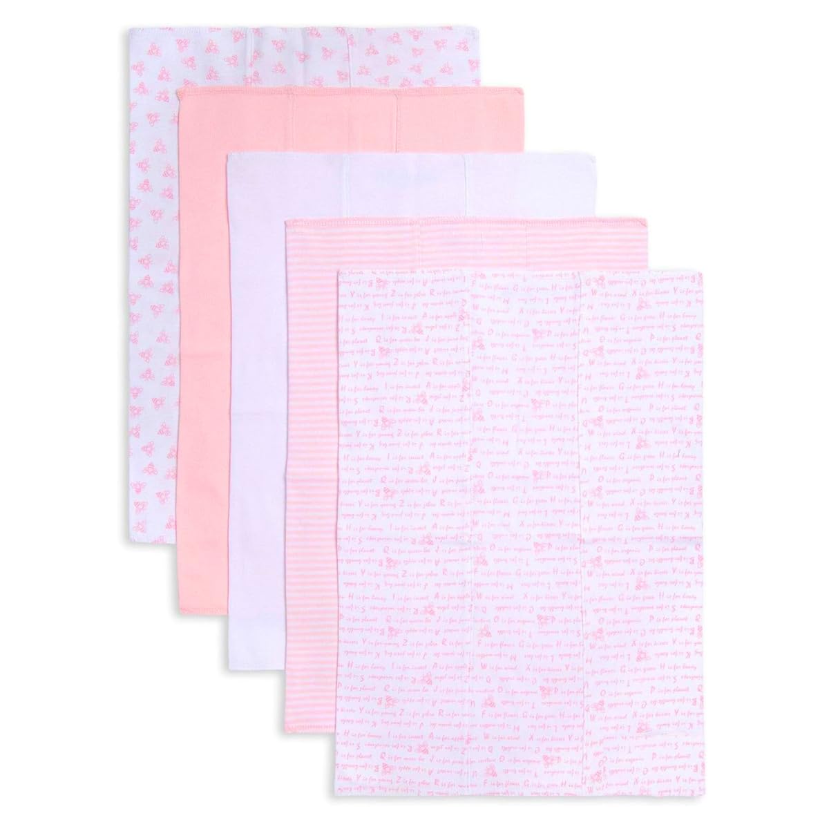 TuddyBuddy Baby Burp Cloth Towel Napkins for Baby Large 17x12 Inches, Fine Double Layer 100% Cotton (5 Pcs Burp Towels, Pink Honey Bees) 2