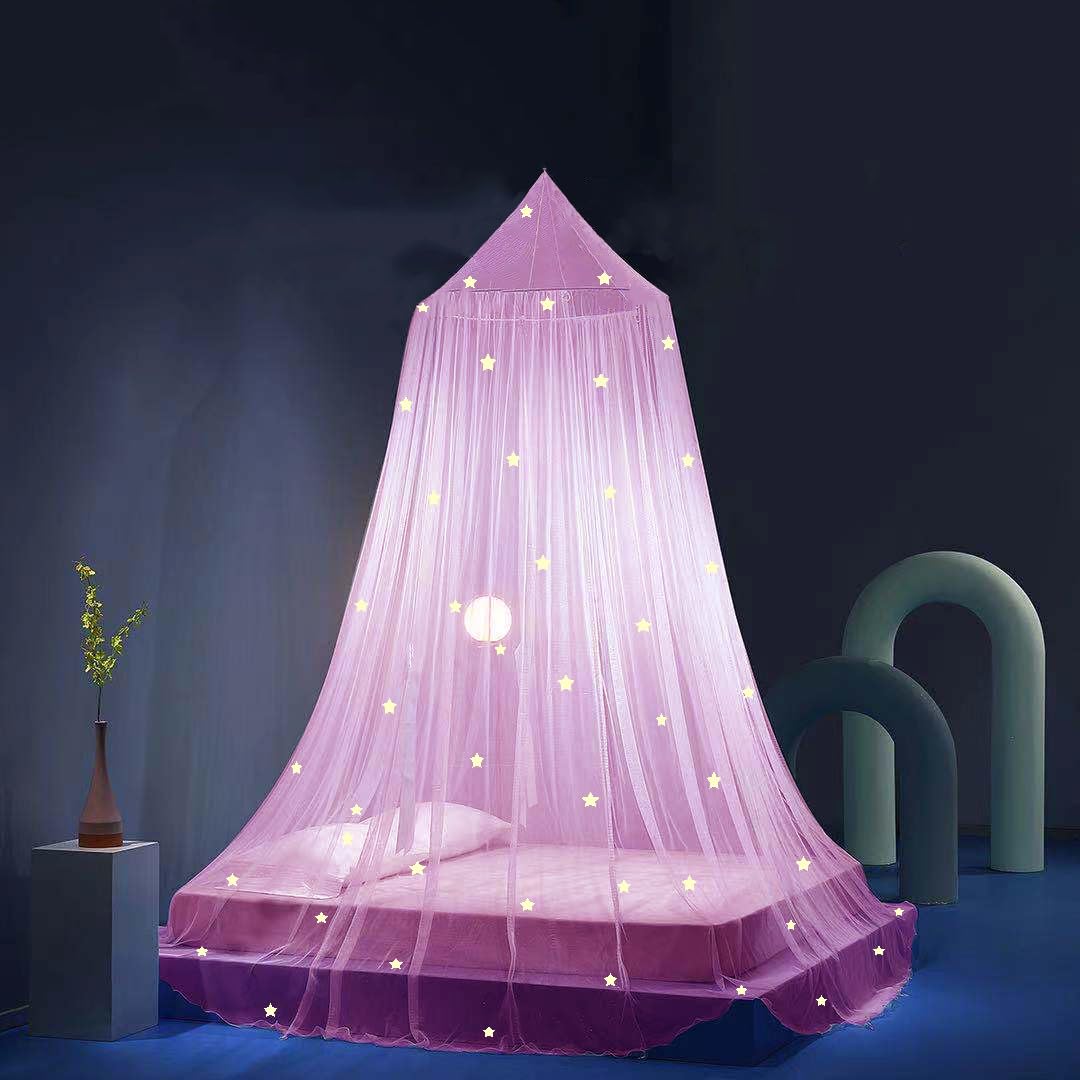 Ciel de lit étoilé Qui Brille dans Le Noir, paravent de lit pour Filles, Ciel de lit de Princesse pour Chambre de Fille, Pink
