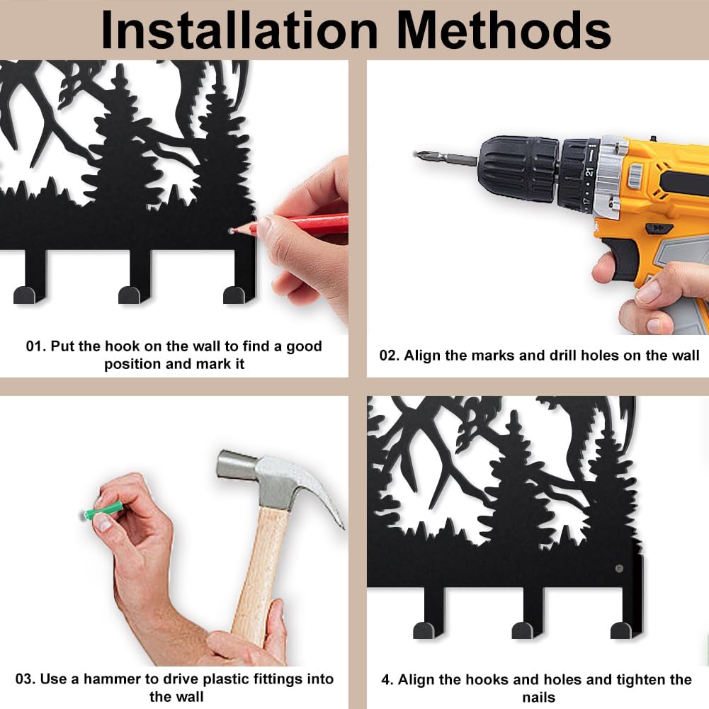 MAYJOYDIY Double Dragon Battle Metal Key Hook Mountain Forest Coat Rack Wall Mounted 15.7×9.8inch Art Wall Decor Key Holder Organizer Rack with 6 Hooks for Gift Coats Hats Towels Bags Hanging
