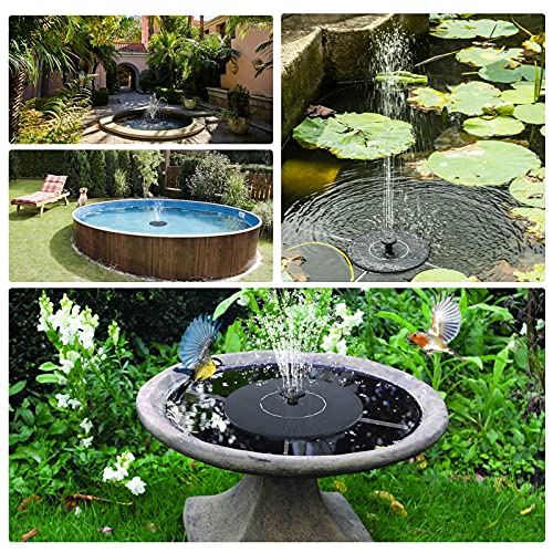 Zonnefonteinpomp, 1,4 W nieuwe serie opgewaardeerd op zonne-energie waterfontein met 7 sproeiers, drijvende zonne-vijverpomp voor vogelbad, tuin, vijver, zwembad en vistank - Image 7