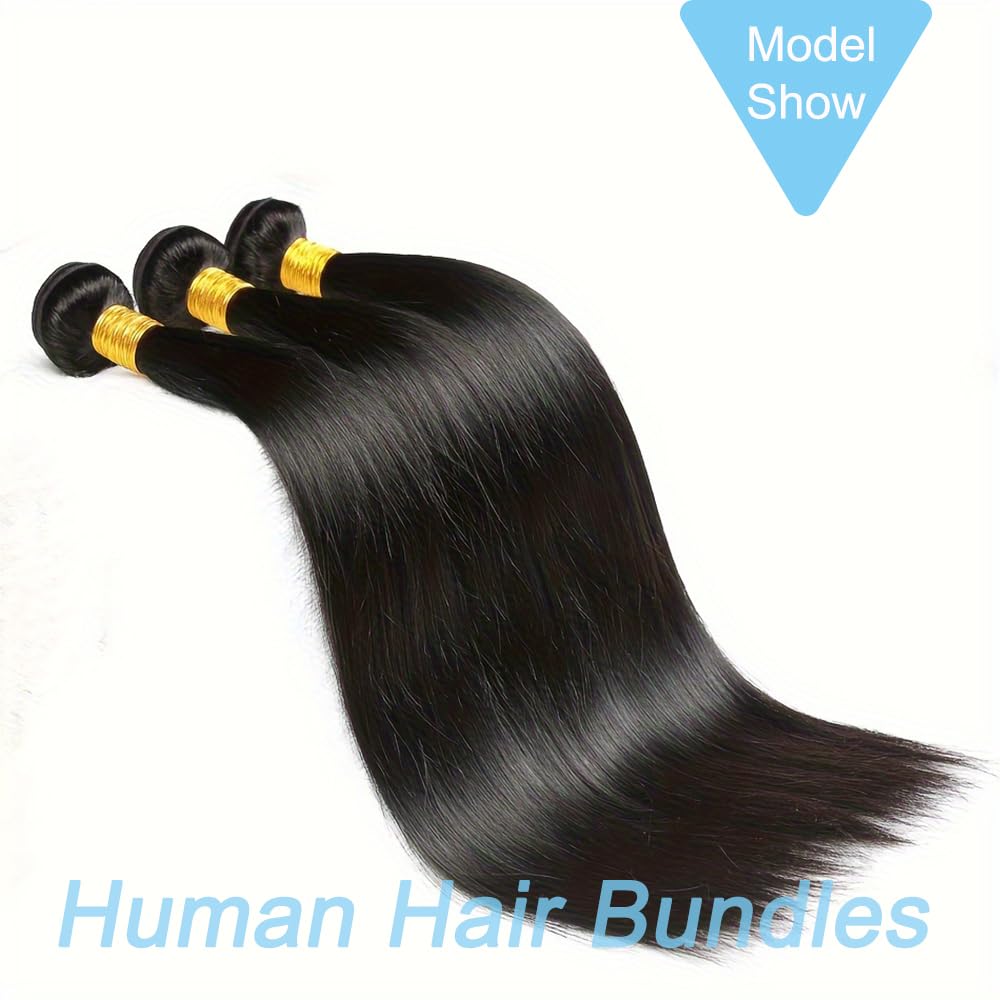 Tessitura brasiliana capelli umani fasci umani umani capelli naturali meche tessitura 3 fasci dritti 100% capelli umani naturali neri 10 12 14 pollici (Total 210g)