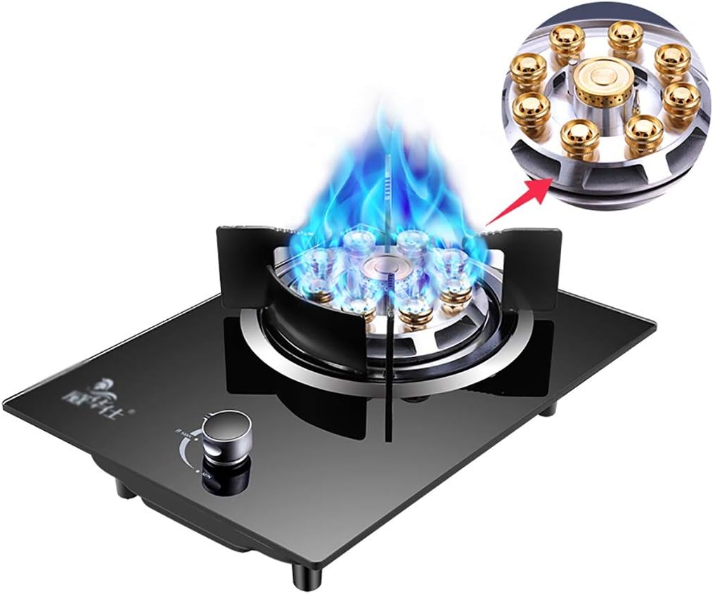 Mini Gas Stove Black Tempered Glass Single Gas Range Rotary Switch with Child Lock Suitable for Home Desktop/Embedded Gas Liquefied Gas Stove [Energy Class A] (Color : Black Size : Natural Gas)