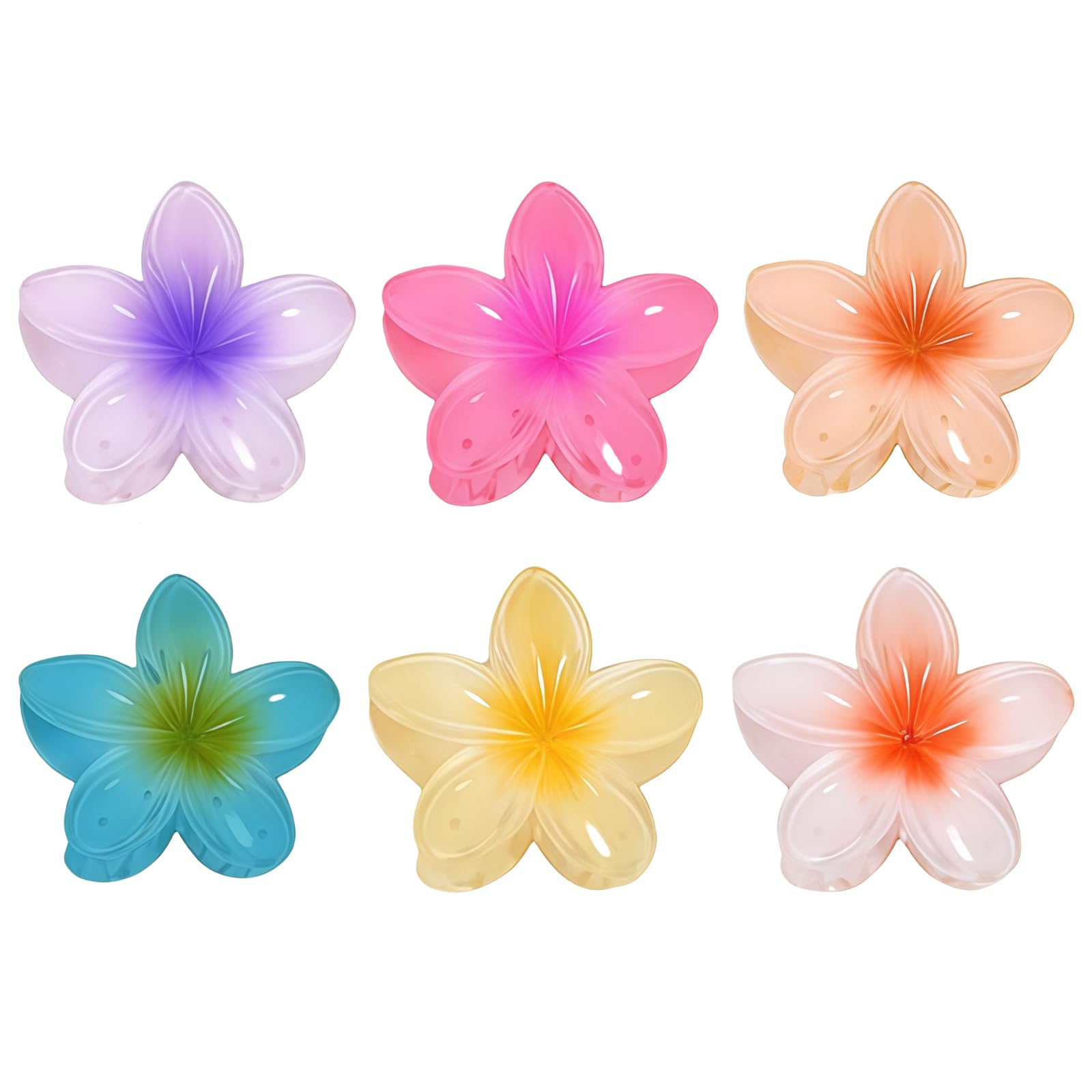 AstraGlam 6Pcs Flower Hair Claw Clips 3.1 Inch, Floral Hair Accessories for Women Non-Slip Hair Clips