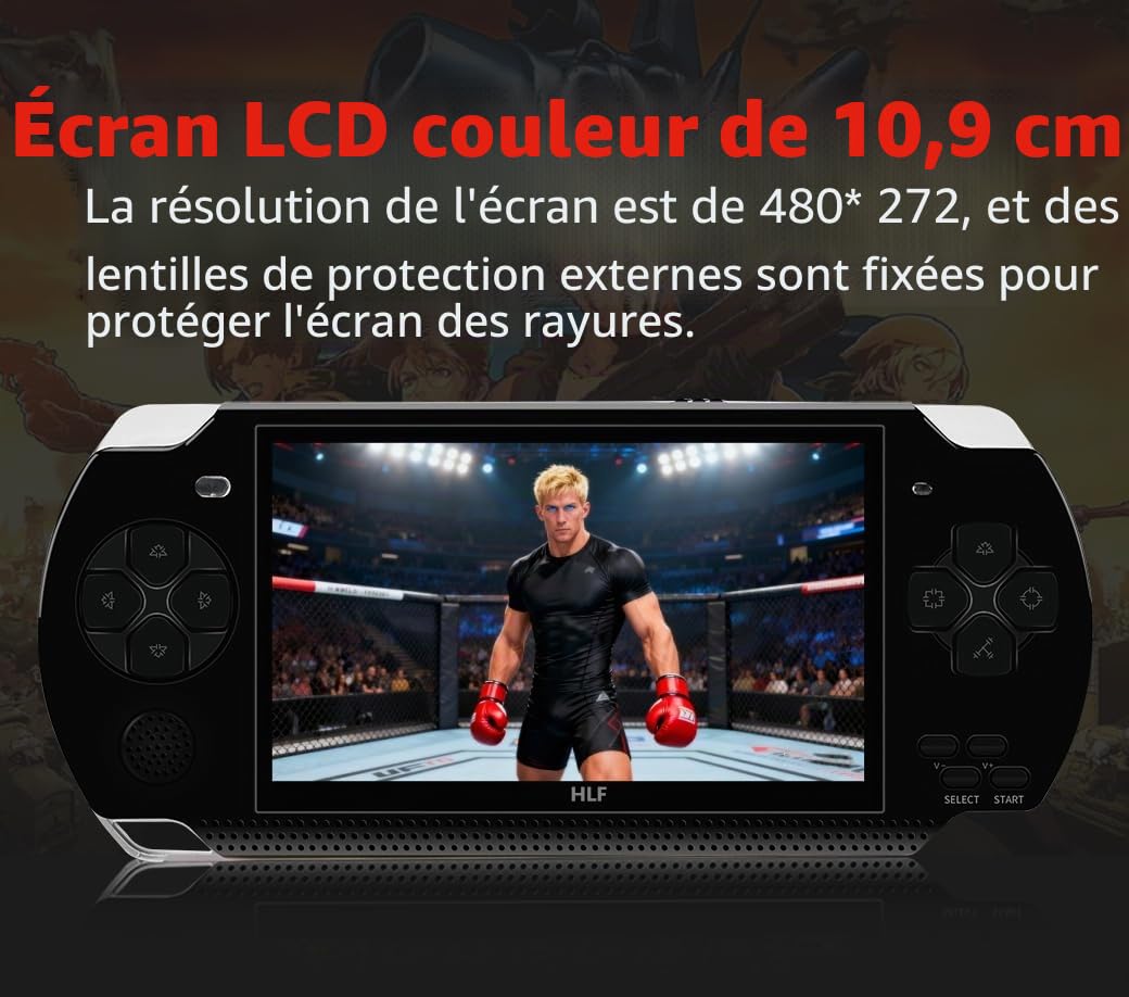 HLF 4,3 Pouces Console de Jeux Vidéo Portable Rétro Simulateurs Multiples Sauvegarde de la Progression Sortie TV pour Vidéo/Musique/E-Book Console Portable Cadeaux pour Petit ami/Enfant