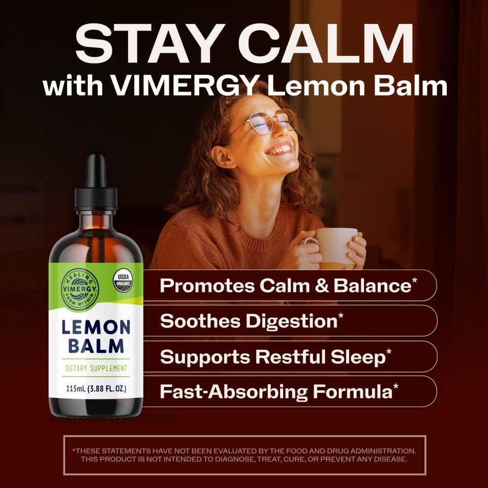 Vimergy USDA Organic Lemon Balm Tincture Herbal Supplement – Can be Used in Tea - Non-GMO, Alcohol-Free –115 mL (1 mL/Serving) - Image 3