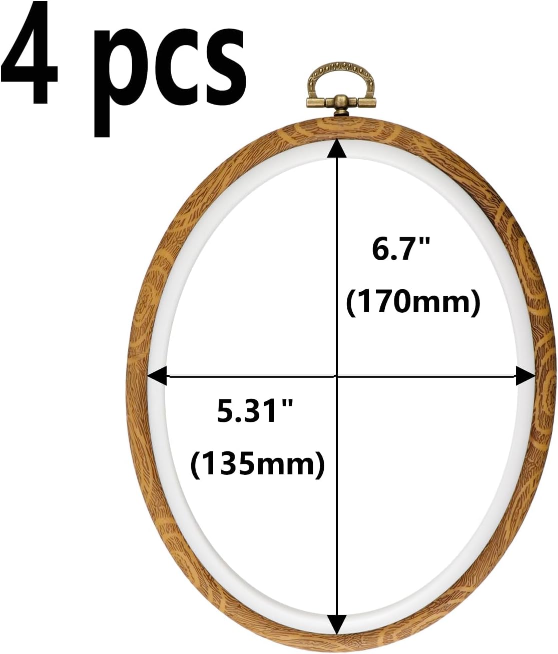 Semetall 4pcs Oval Embroidery Hoops 6.7"x5.31" Inch