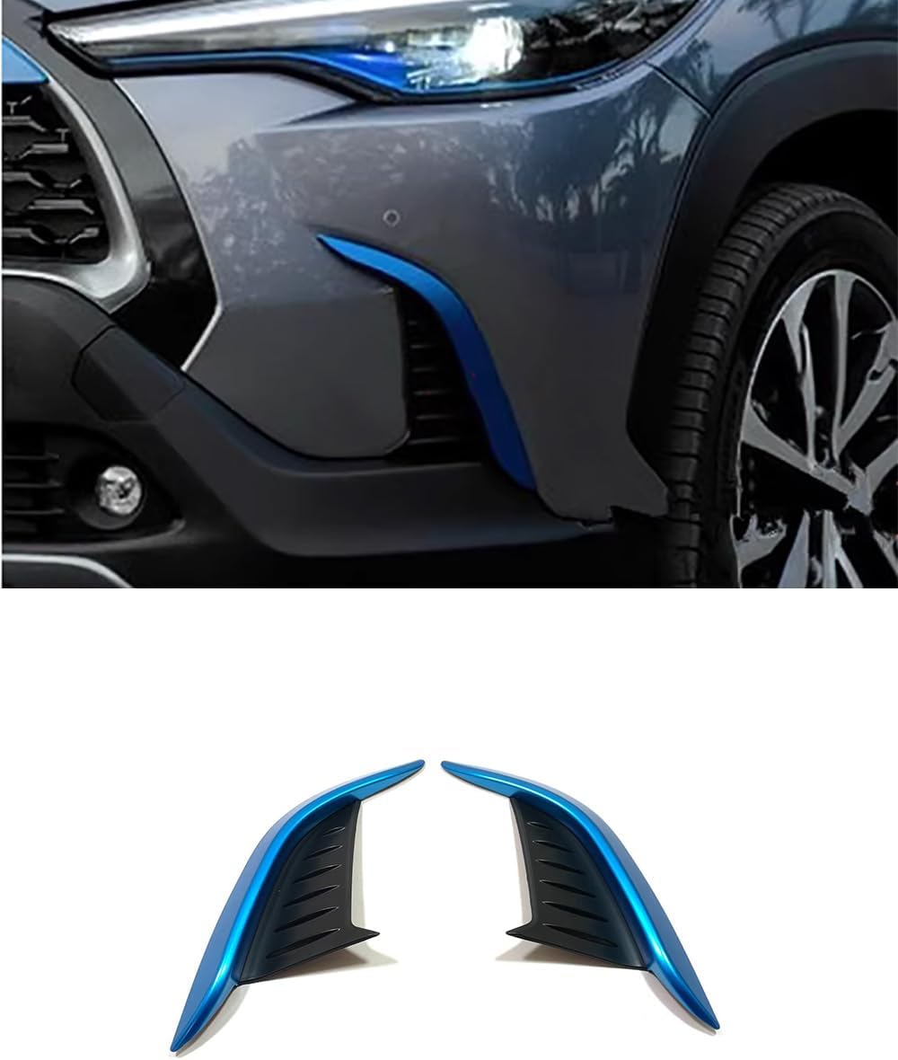 Car Accessories Fit for Toyota Corolla cross 2022-2024 ABS (Blue Black) Front Fog Light Lamp Frame 2pcs