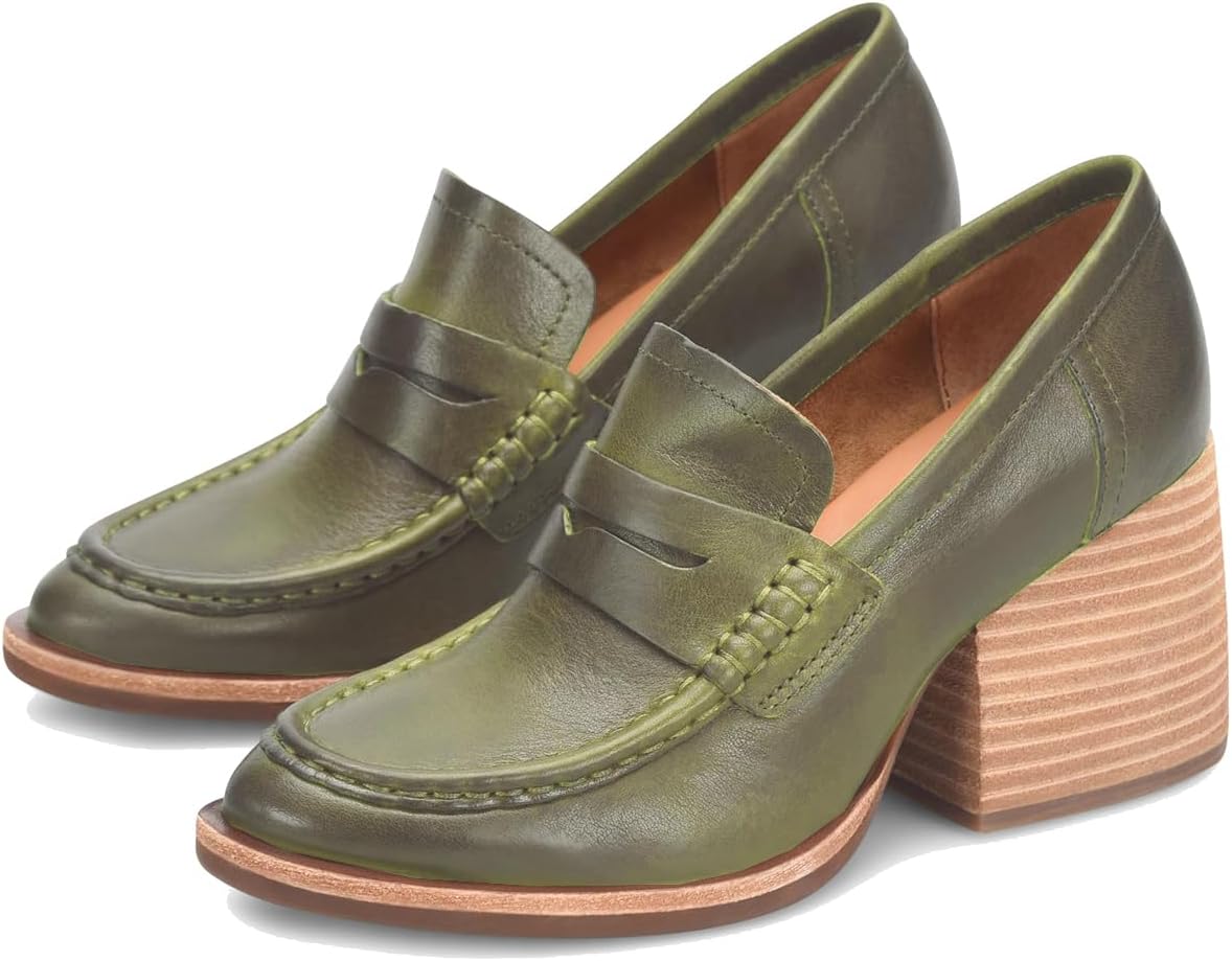 MOOMMO Women Chunky Platform Loafers Pumps Round Closed Toe Slip On Penny Loafers Suede Block High Heels Oxford Shoes Formal Classic Thick Heel Dress Loafer Office Ladies Vintage Comfort 4-11 M US