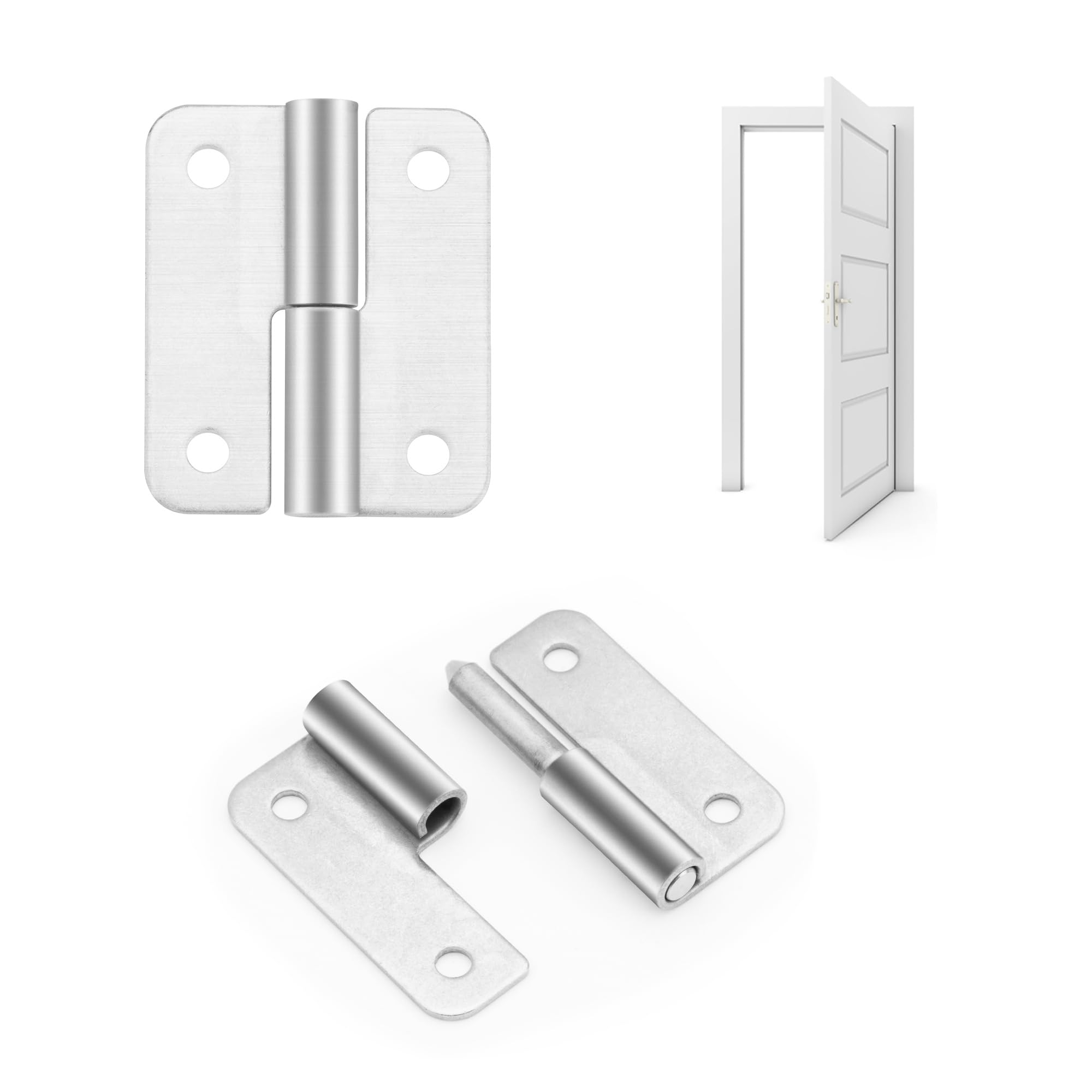 HSMT-hinges 2.5 Inch Lift Off Hinges, 304 Stainless Steel Small Slip Joint Flag Hinges, Removable Hinges for Wooden Metal Doors, Cabinet Doors, Metal Boxes and More (Right Handed, 4 PCS)