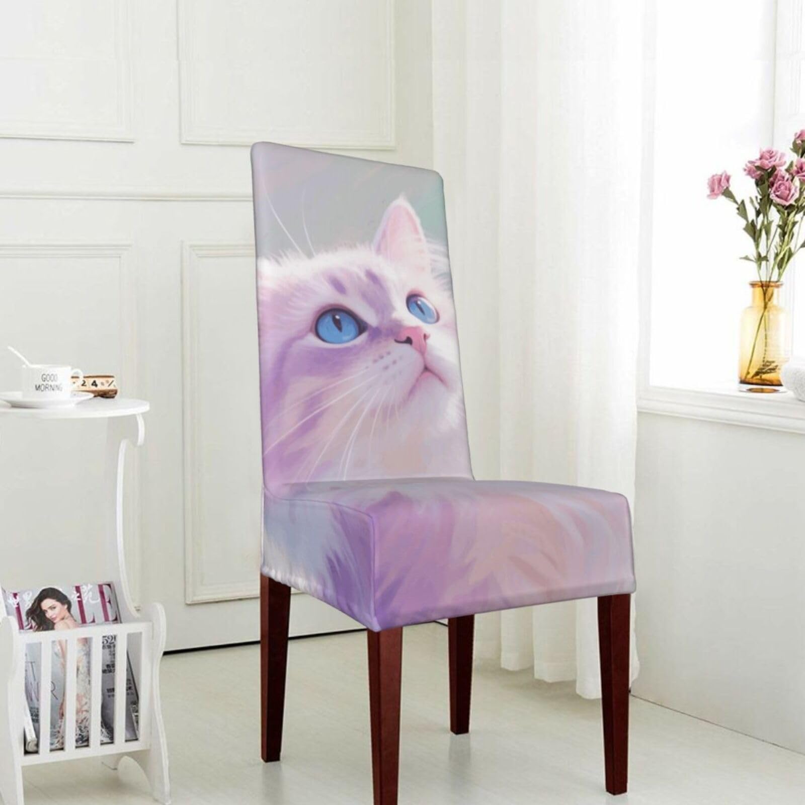 FekiLoot Stretch Dining Room Chair Covers Removable Washable Parsons Chair Slipcovers Cat Chair Seat Protector Cover for Hotel, Office, Ceremony, Banquet, Wedding Party