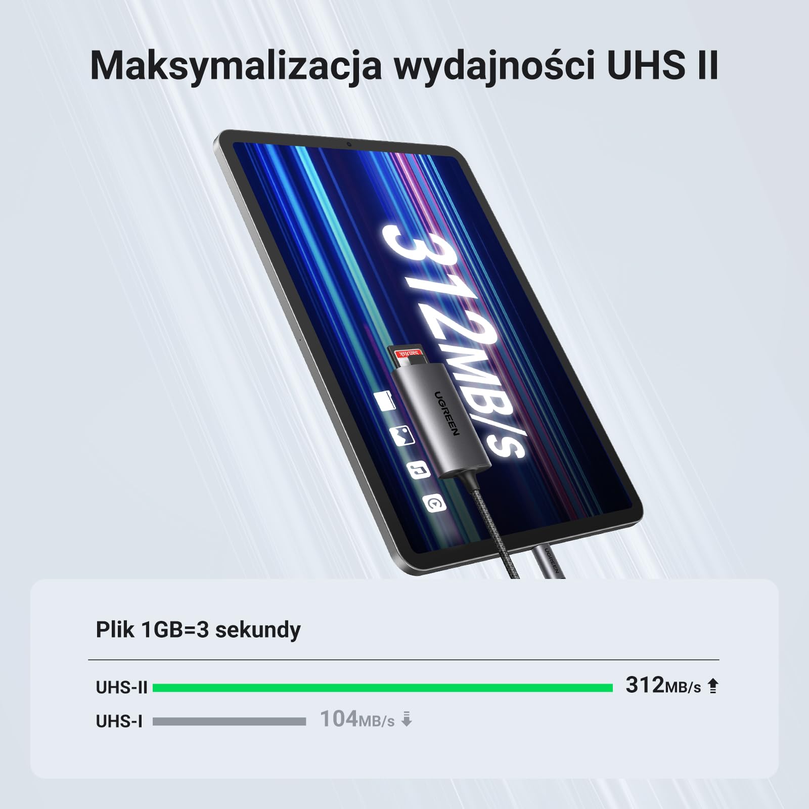 UGREEN USB C Czytnik kart SD 4.0 Czytnik kart USB C 2 w 1 Adapter Micro SD OTG Aluminium Kompatybilny z Galaxy S23, iPad Pro, MacBook Pro, Surface pro/Surface Book itp. | 312MB/s Super Speed SD Card Reader jednoczesny odczyt i zapisu kompatybilny z iPhone