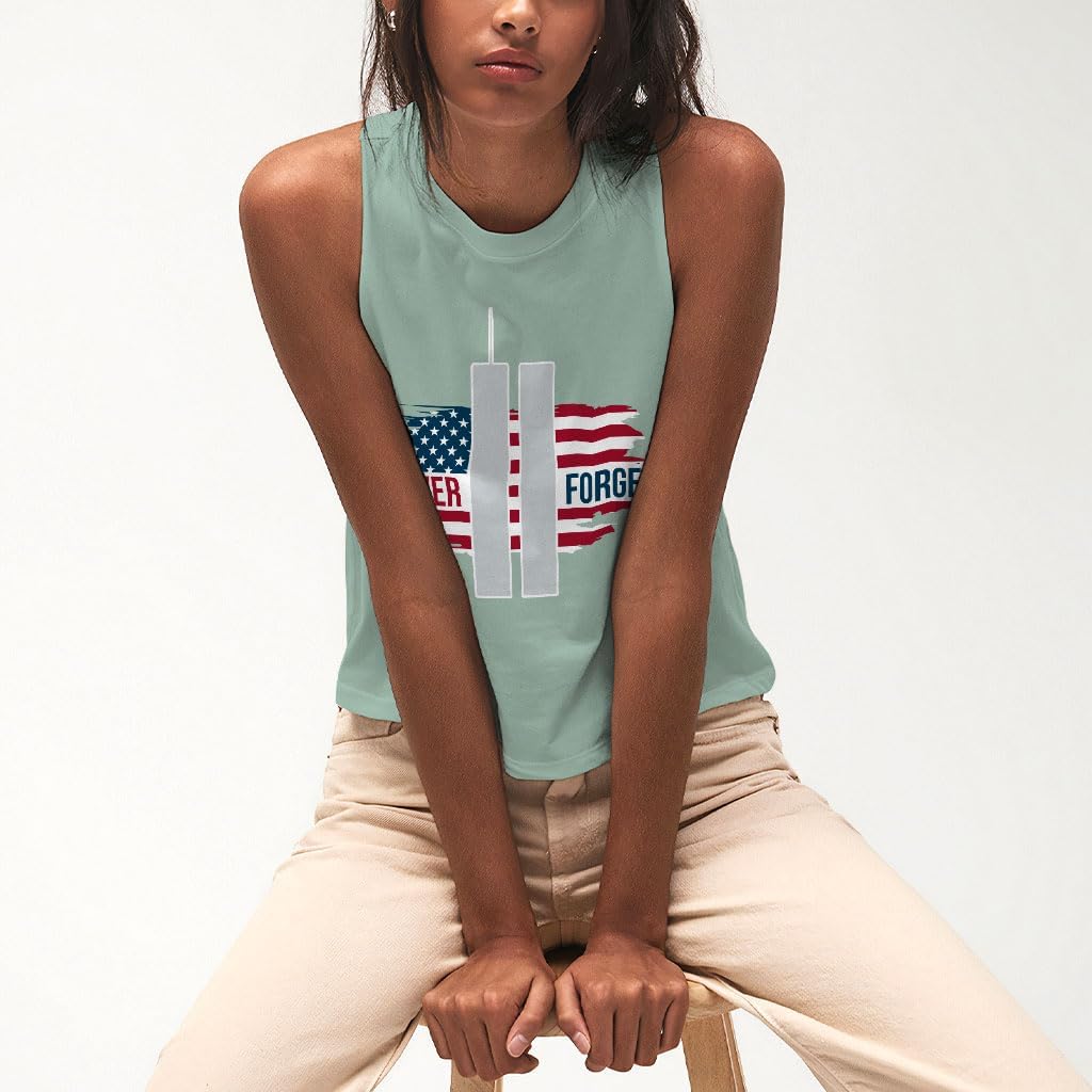 Never Forget Racerback Cropped Tank - USA Lovers Gifts - Cool Items