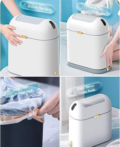 Miniatura 5 de HIHELO Cubo de basura inteligente para baño, cubo de basura eléctrico automático de inducción con tapa, contenedor de basura con sensor de gran