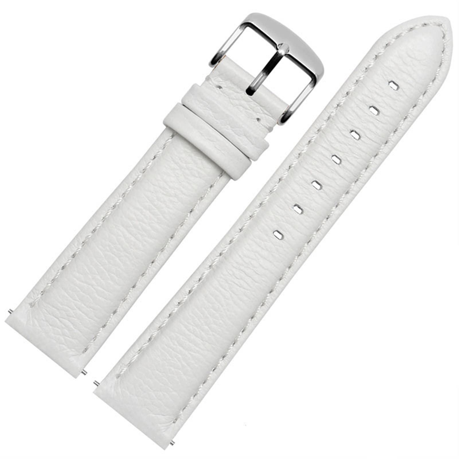Bracelet de montre en cuir véritable de qualité supérieure blanc 18 mm