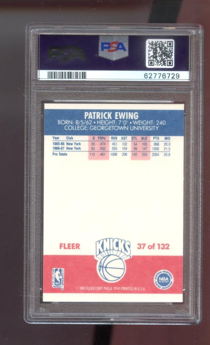 1987-88 Fleer #37 Patrick Ewing Pat PSA 8 Graded Basketball Card NBA New York Knicks 87-88 1987-1988