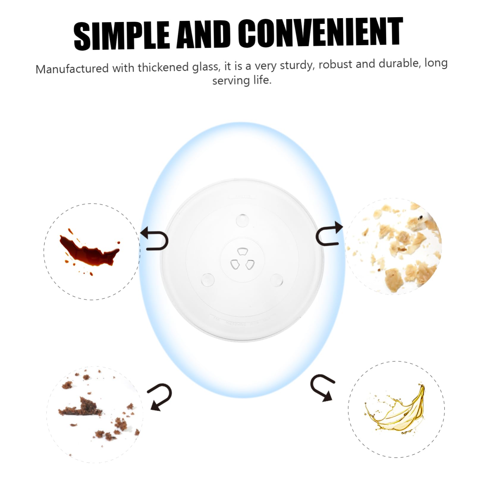 Plato Giratorio de Cristal para Microondas, Bandeja de Vidrio Engrosado y Resistente, Repuesto Blanco para Horno, Cocina Diaria