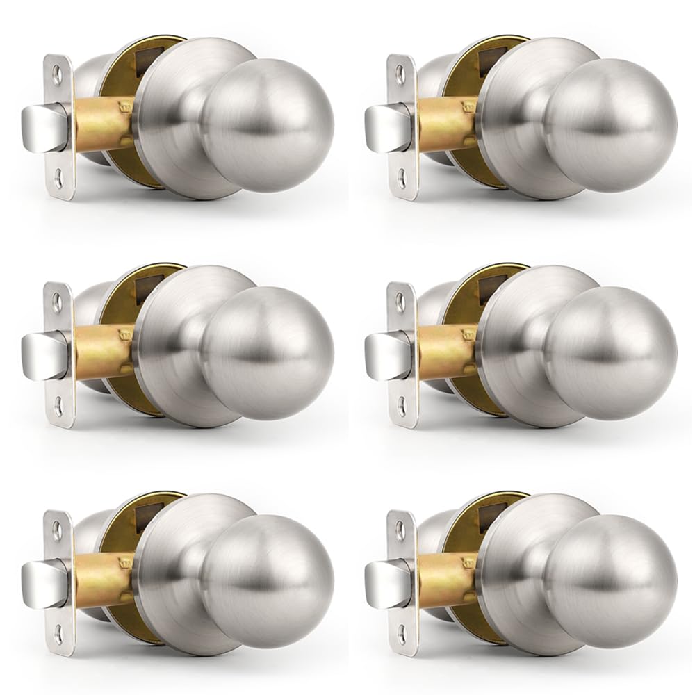 Probrico Brushed Nickel Privacy Door Knobs - 5 Pack -12