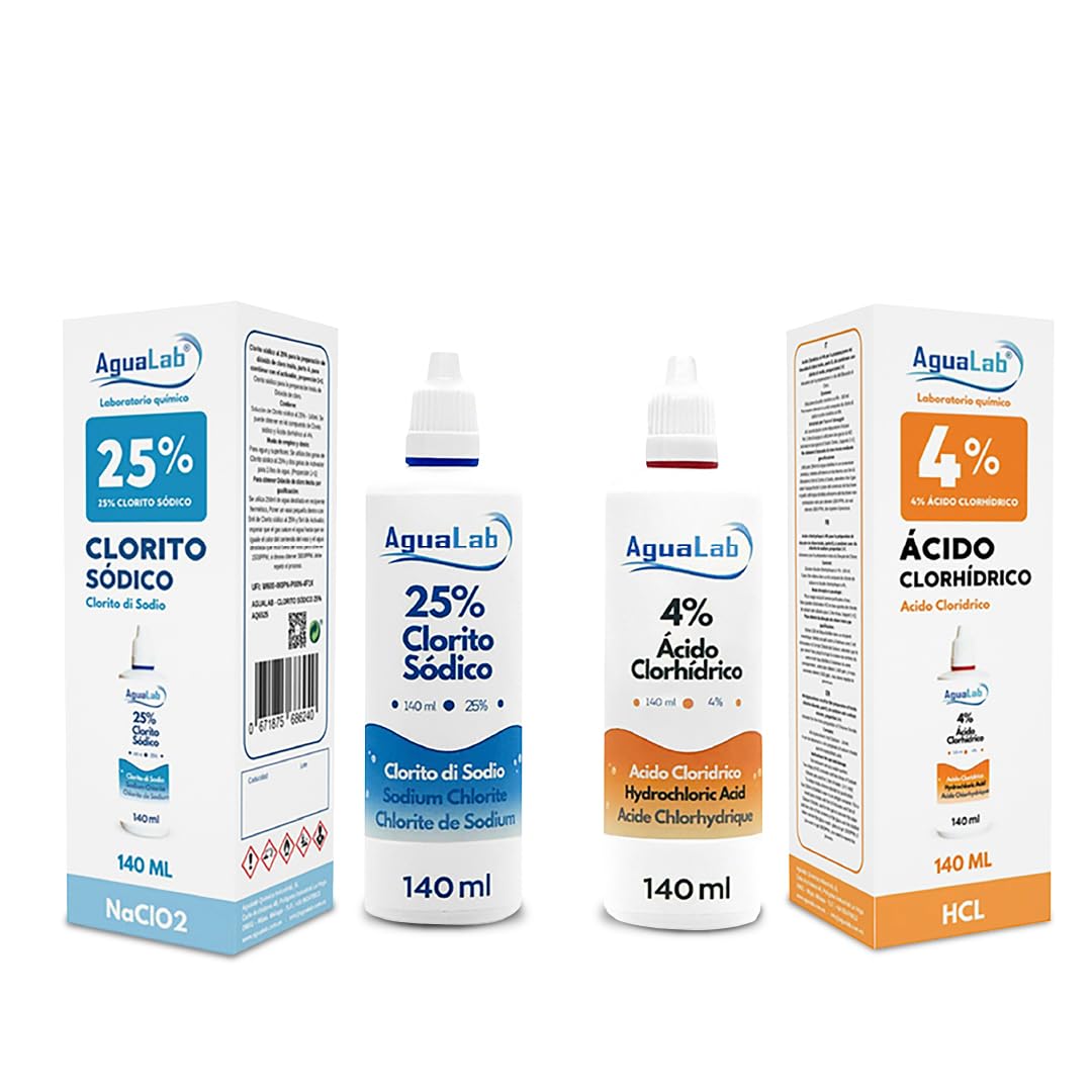 Kit minerale per trattamento dell'acqua (2 x 140 ml) - Soluzione attivatrice e minerale - Sigillo di sicurezza - Made in Spagna