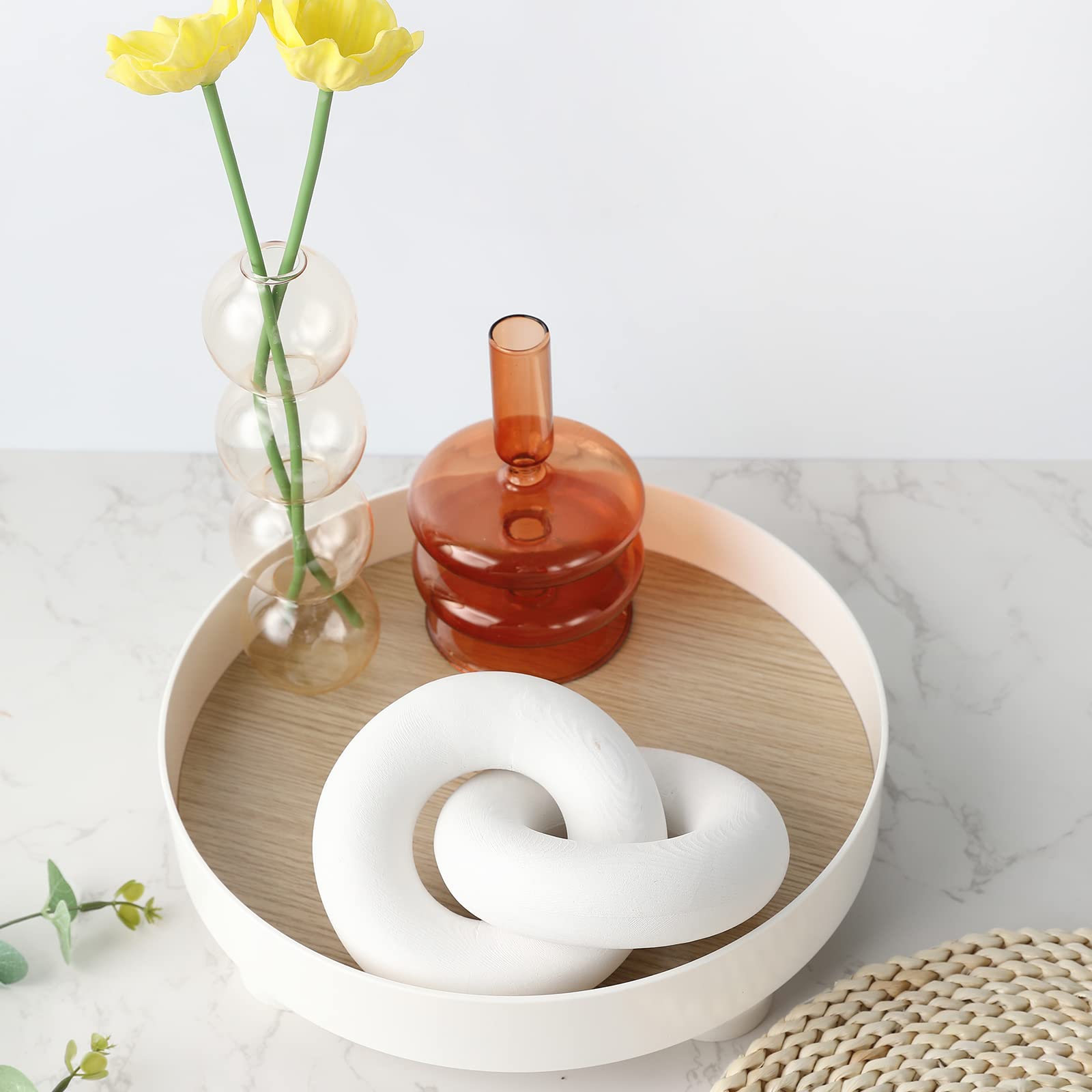 Guirlande Perles Bois Et Chaîne Maillons - Déco Table Basse Étagère - Style Naturel Et Rustique