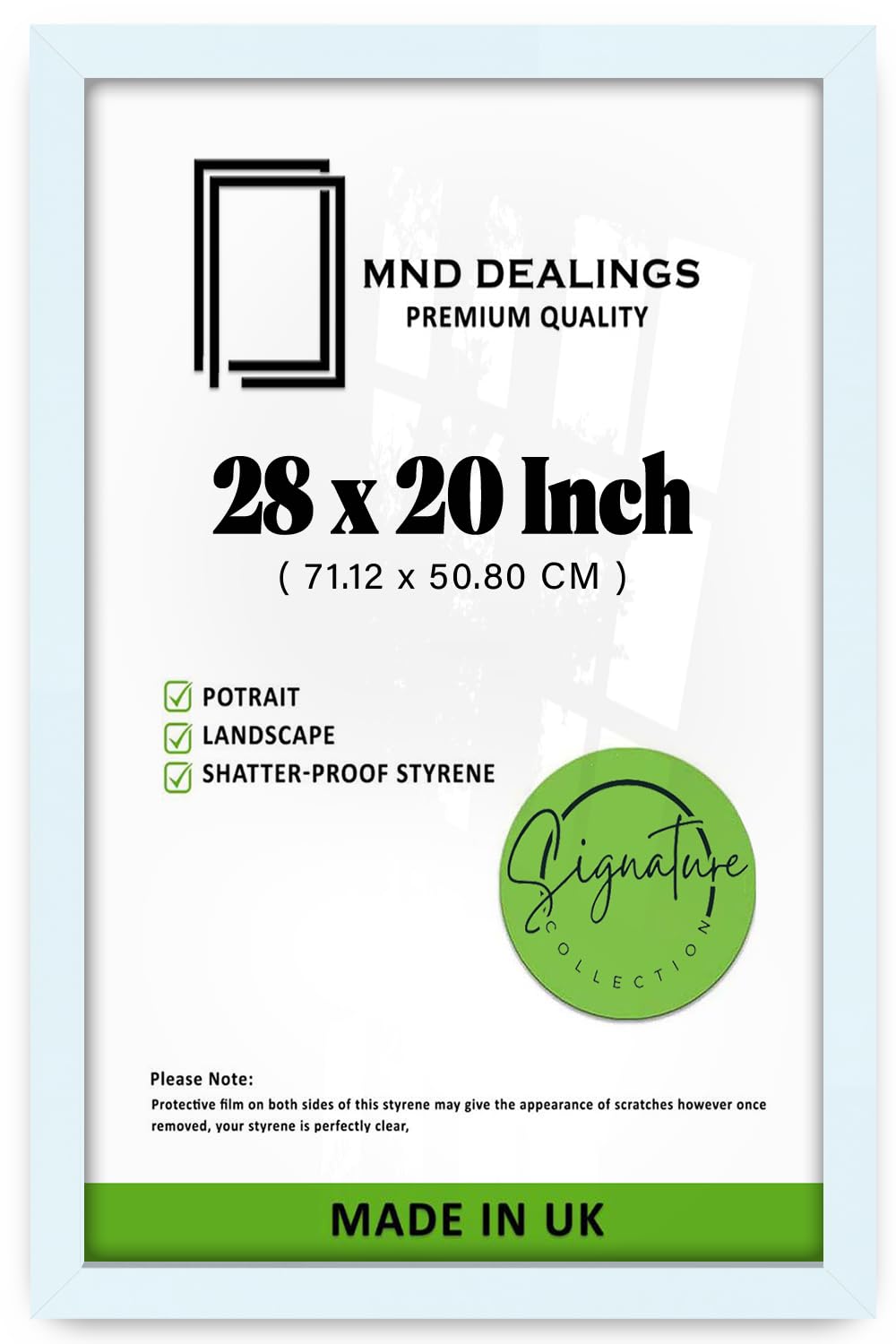MND Dealings | Luxury Design (71.12 x 50.80 CM) MDF White Poster Frame | 711.2 x 508 mm Frame for Christmas, Wedding, Birthday, Couple Gifts 28X20 Inch - [ White ]