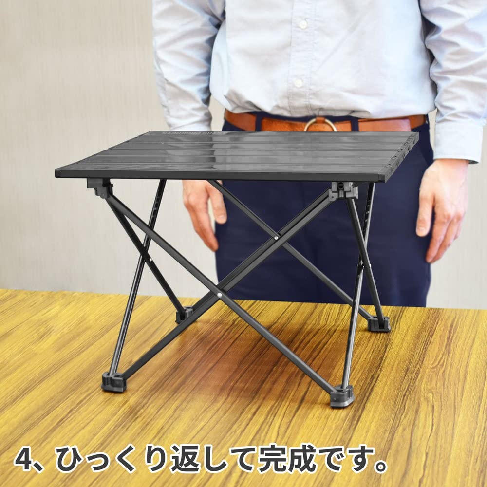 アルミ製折りたたみテーブル ウッド調折りたたみアルミローテーブル | Montagna