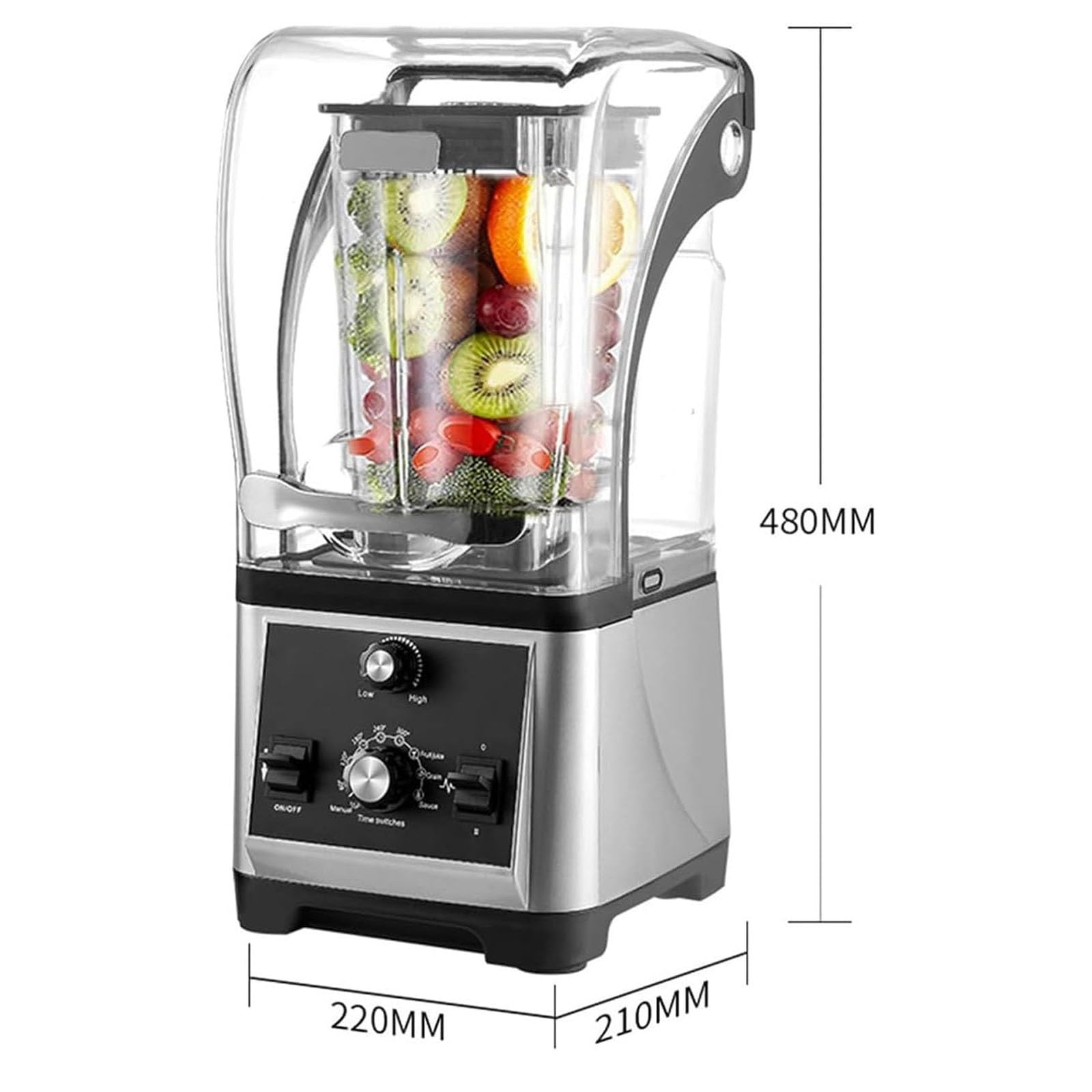 Exprimidor de prensado en frío, licuadora silenciosa con tapa, procesador de alimentos eléctrico profesional de encimera, cuchilla de acero inoxidable de seis cuchillas(Gray)