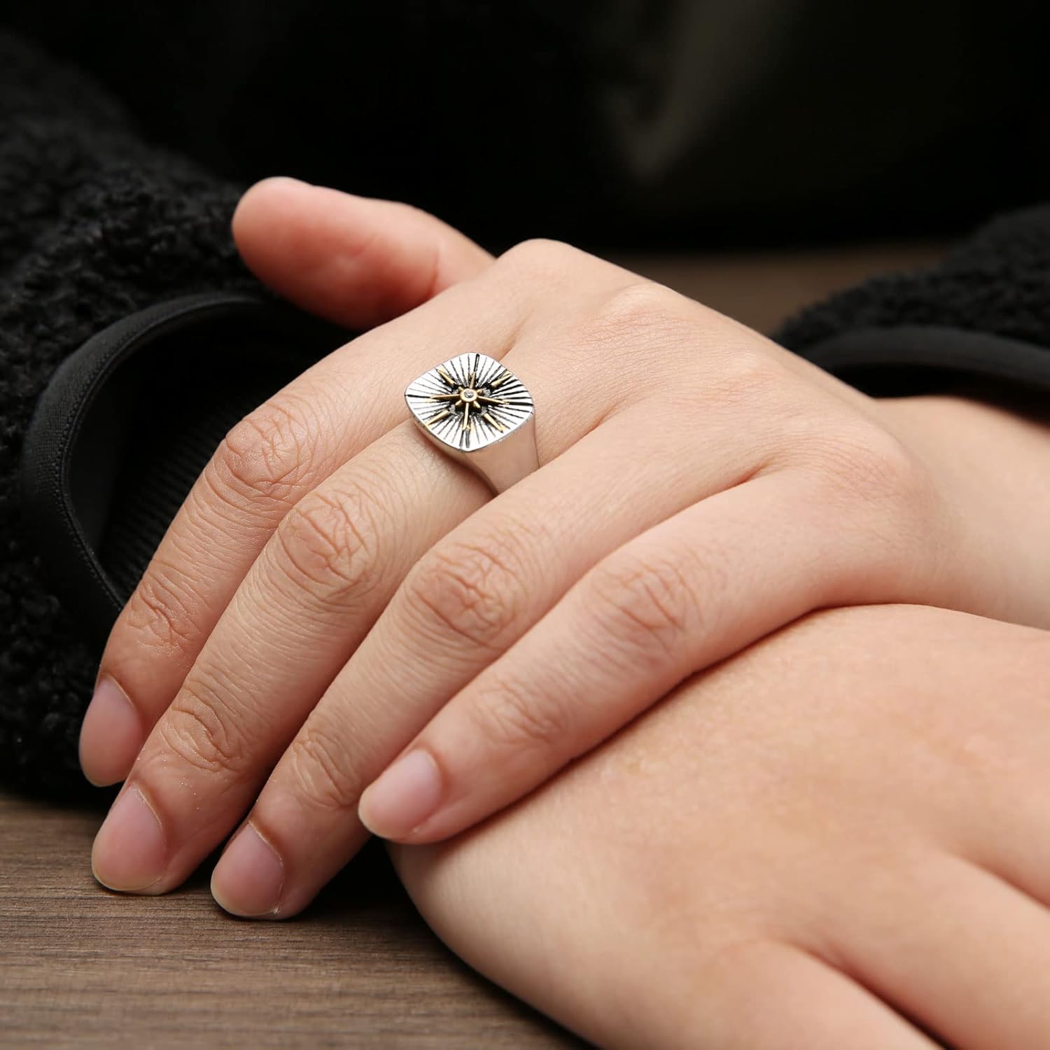 HZMAN Viking Nautical Compass Ring for Men Stainless Steel Vintage Pirate Sailor Amulet Ring Jewelry Gift - Image 5