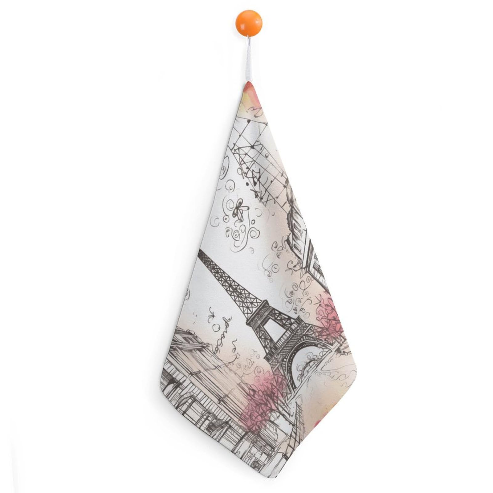 VstaDank French Paris Tour Eiffel Tower Hand Towel Skin Friendly Face Towel Machine Washable Washcloth Reusable Makeup Remover Cloth Soft Feel Fingertip Towels Multi-Purpose Wash Cloth for Bathroom