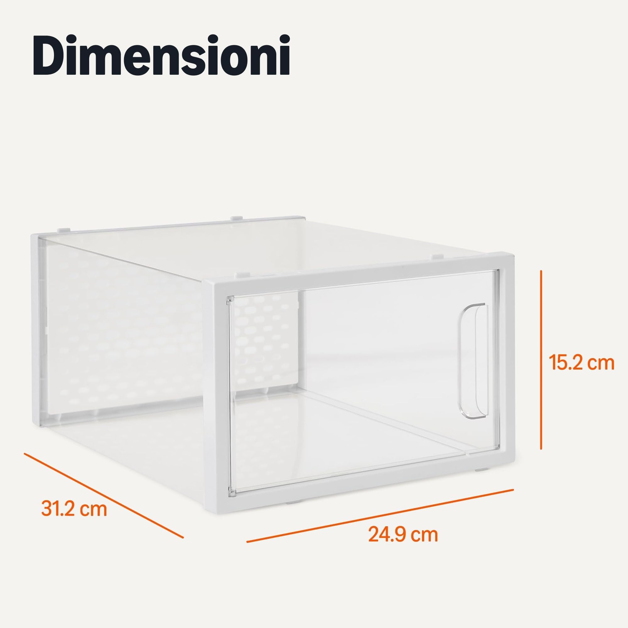 Amazon Basics Scatole per scarpe impilabili e pieghevoli, formato medio, confezione da 12, Trasparente
