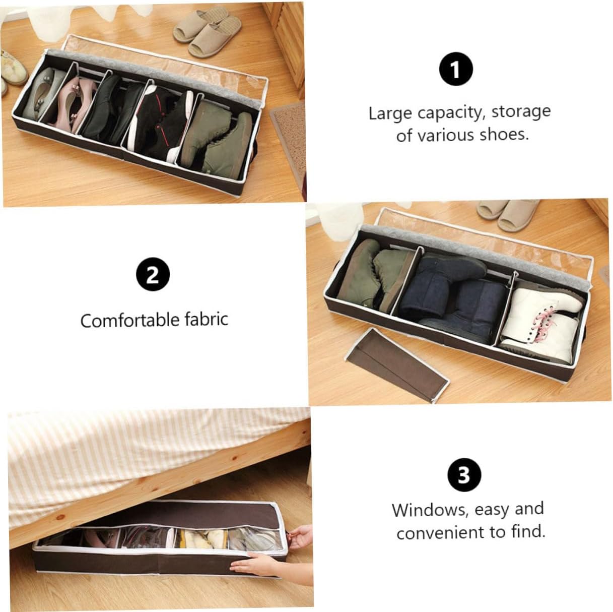 Cabilock Visible Window Non-woven Shoes Box Large Capacity Folding Shoes Storage Bag Space-saving Home Storage