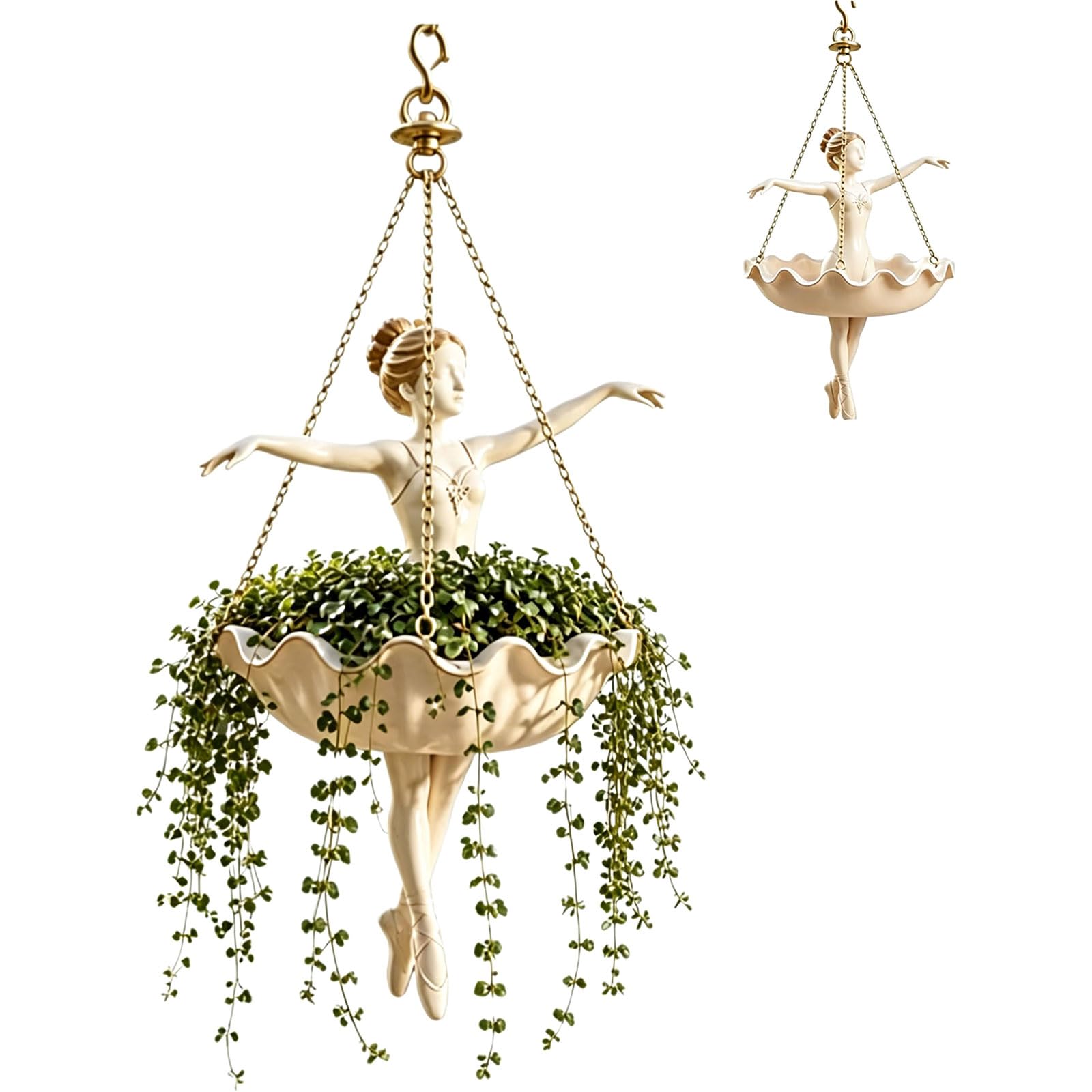 DFHINSC Ballet Dancer Hanging Planter, Decorative Hanging Flower Pot for Indoor Outdoor Garden, Cute Hangings Planter for Succulents Plant, Whimsical Ballerina-Plant Holder, Dance Teacher Gift