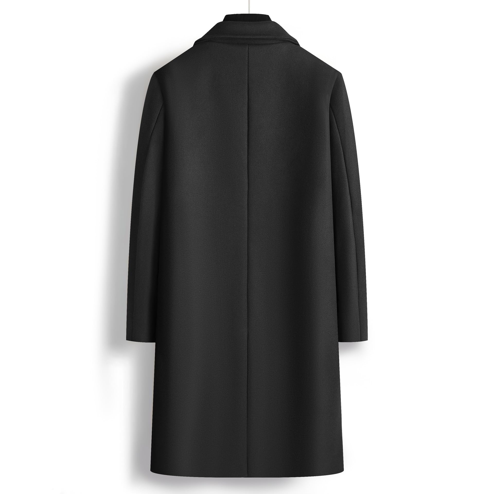 Długi trencz męski, ciepły zimowy trencz, dwurzędowa kurtka Peacoat, kurtka z kieszeniami, gruby, biznesowy, na co dzień, slim fit, klasyczny płaszcz, odzież wierzchnia (czarny, S), Czarny, S