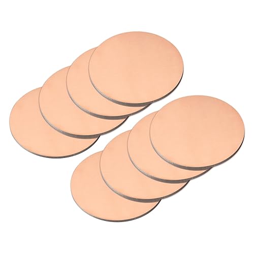 Miniatura 67 de uxcell Hoja de cobre puro, 4 piezas de 2 x 0.04 pulgadas, calibre 18 T2, placa redonda de metal de cobre para manualidades, reparaciones eléctricas